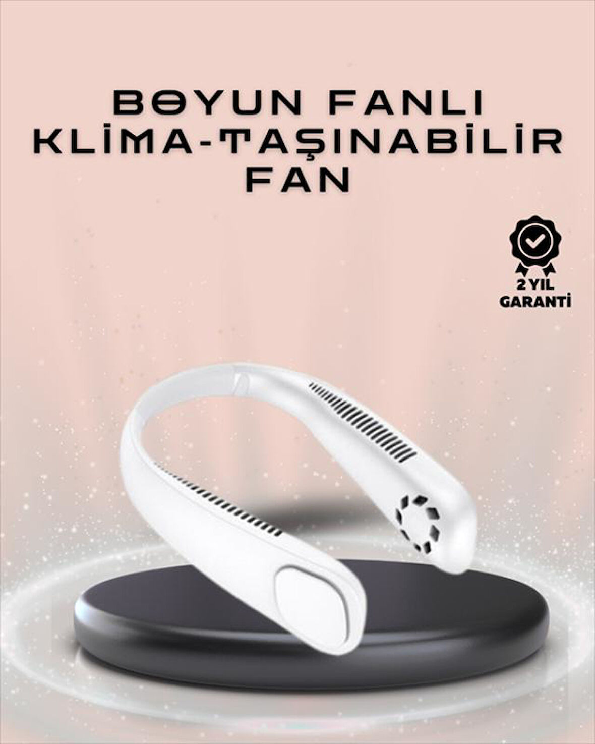 Giyilebilir Sessiz Fan | 224g Hafif, Bladeless Güvenli Tasarım, 5 Vitesli Soğutma, USB Şarjlı Fan