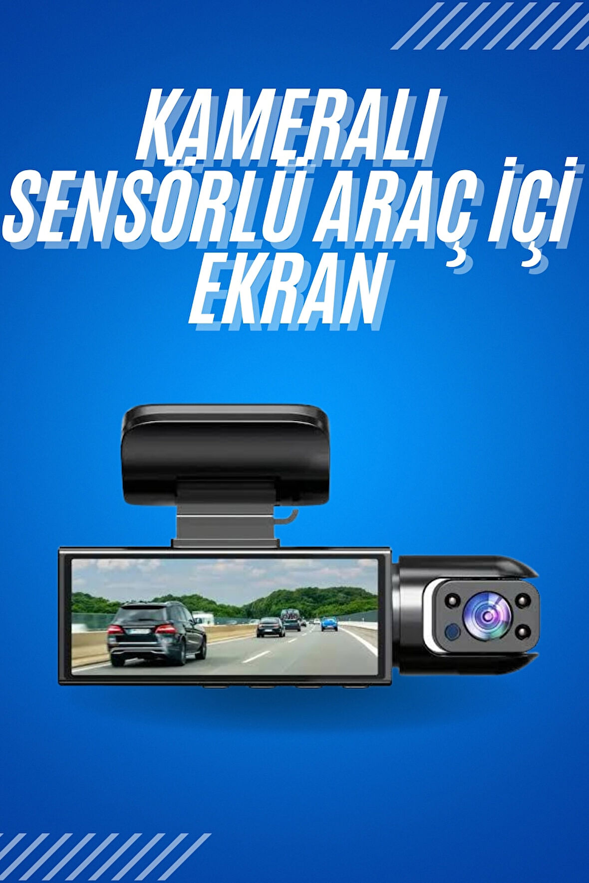 Araç İçi Full Hd Kamera Ön ve Arka Kameralı Ekranlı Araç Kamerası