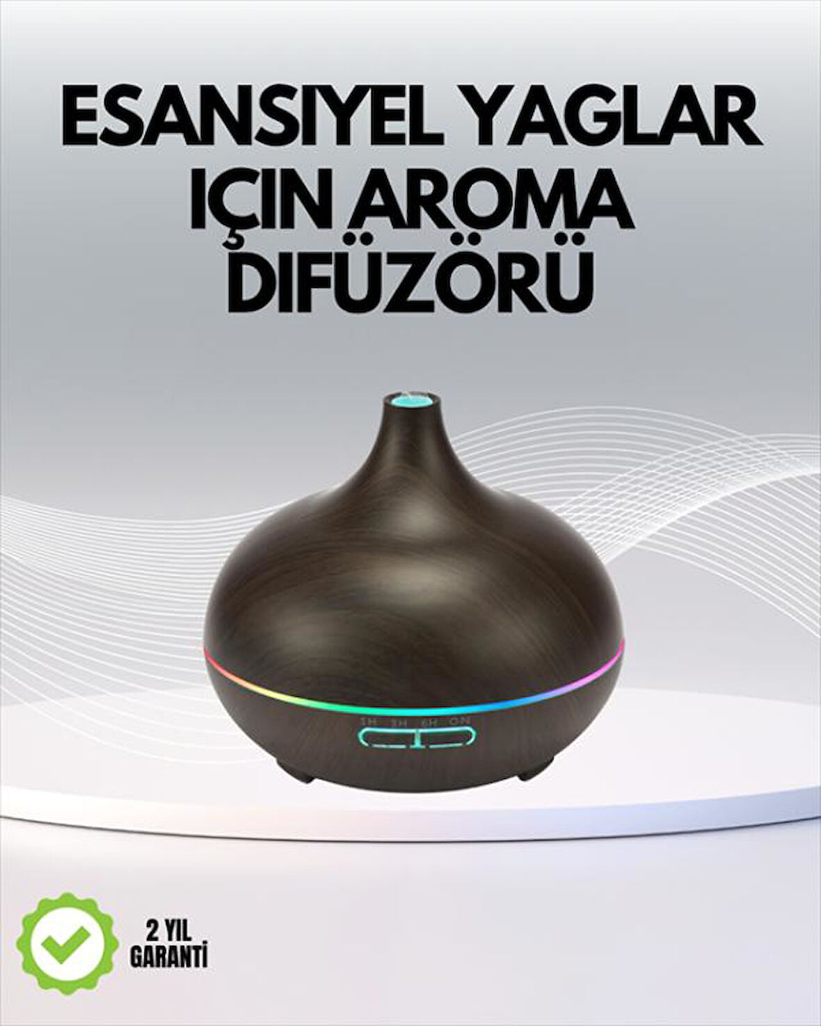 7 Renk Işıklı Ultrasonik Hava Difüzörü – Sessiz ve Güvenli Kullanım