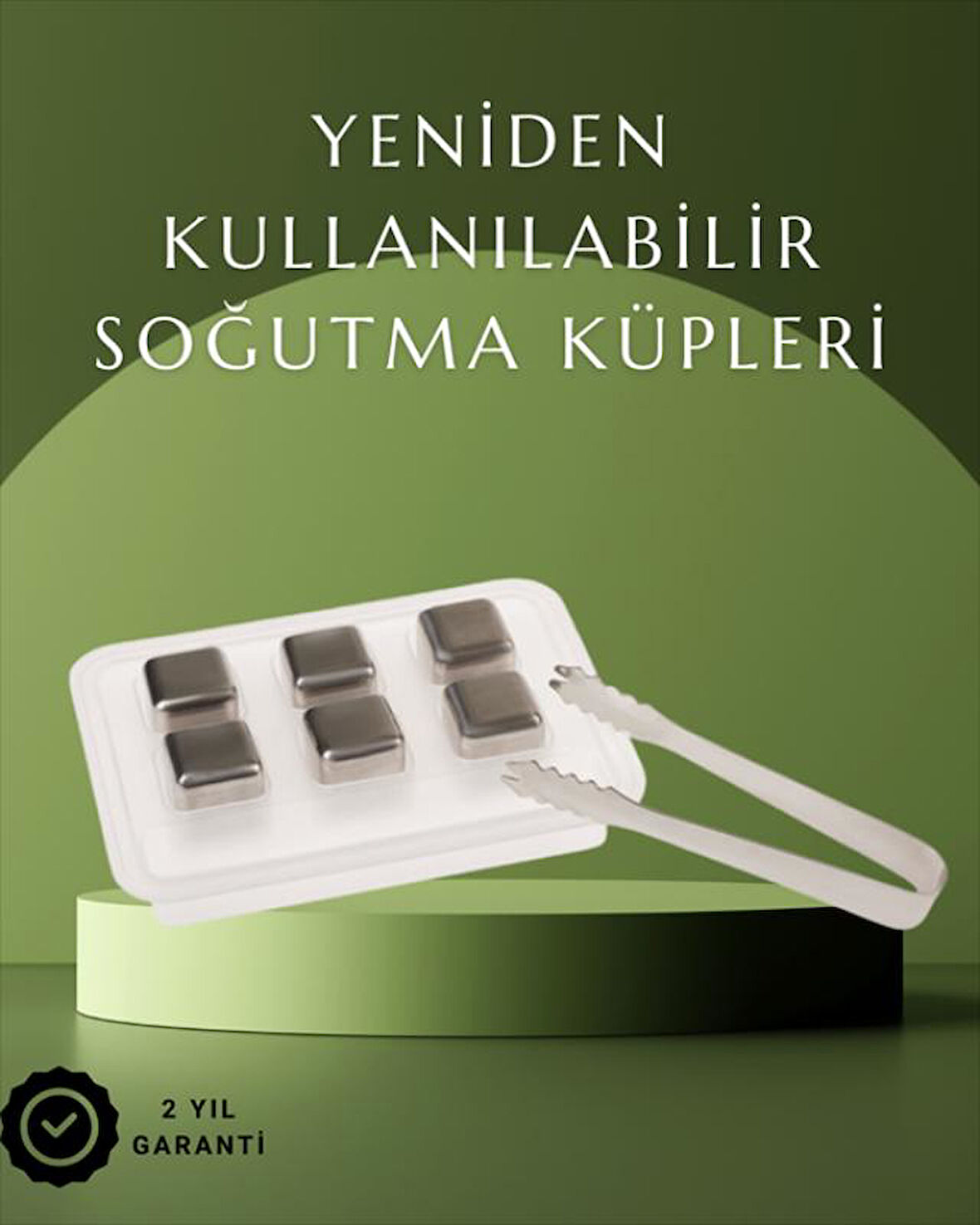 Paslanmaz Çelikten Üretilmiş Metal Buz Küpü Seti ve Buz Klipsi
