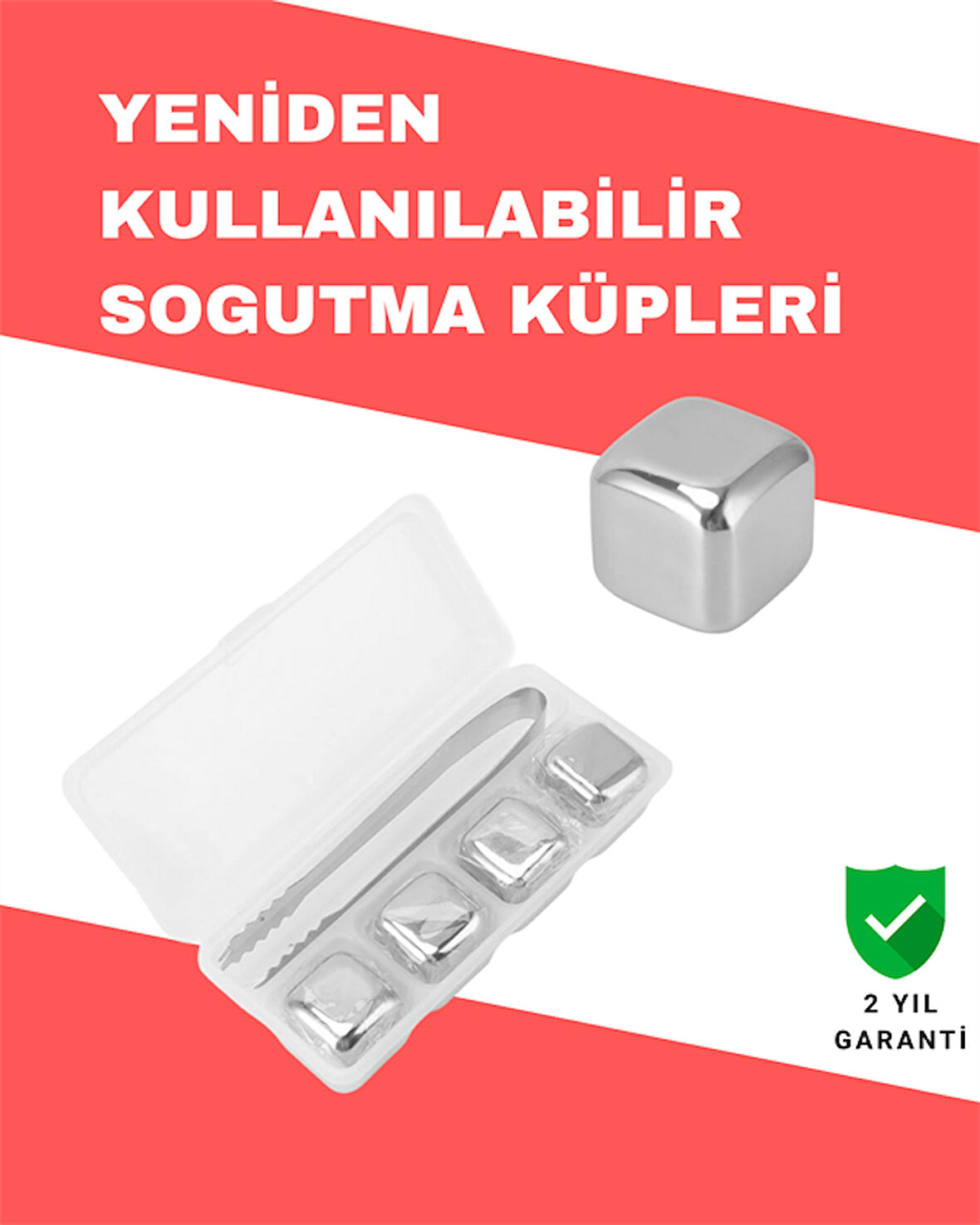 Hızlı Soğutma Özellikli Paslanmaz Metal Buz Küpü Takımı