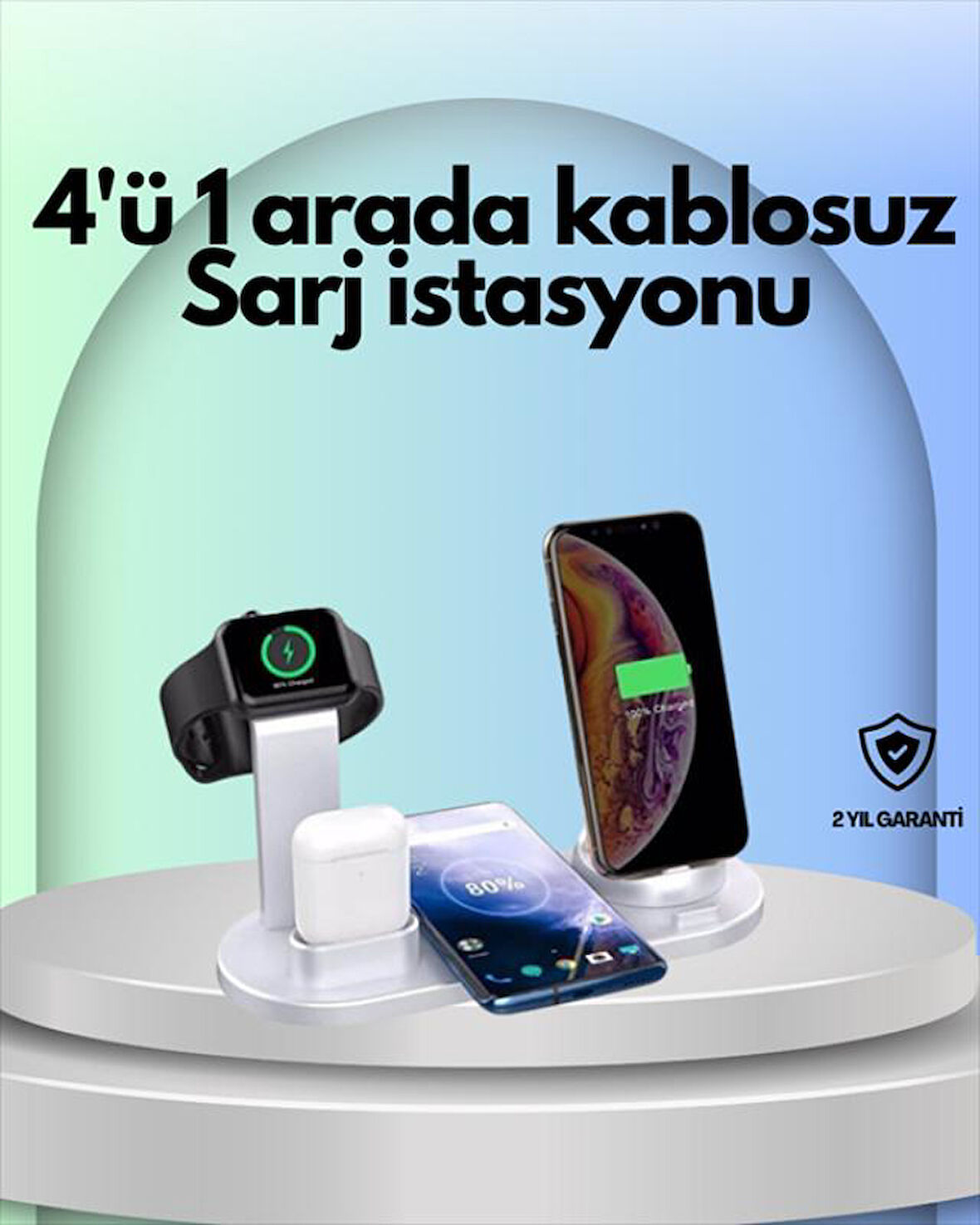 iPhone, Apple Watch ve AirPods ile Uyumlu 4'ü 1 Arada Şarj Ünitesi – Tüm Apple Cihazları Tek Noktada