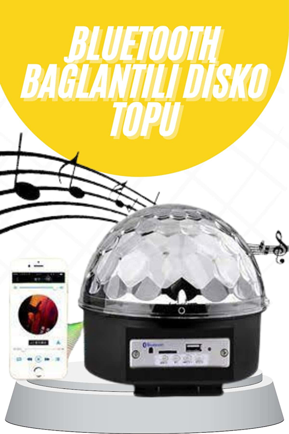 Disko Topu Renkli Işıklı Lazer Parti Bluetooth Bağlantılı Led Küre