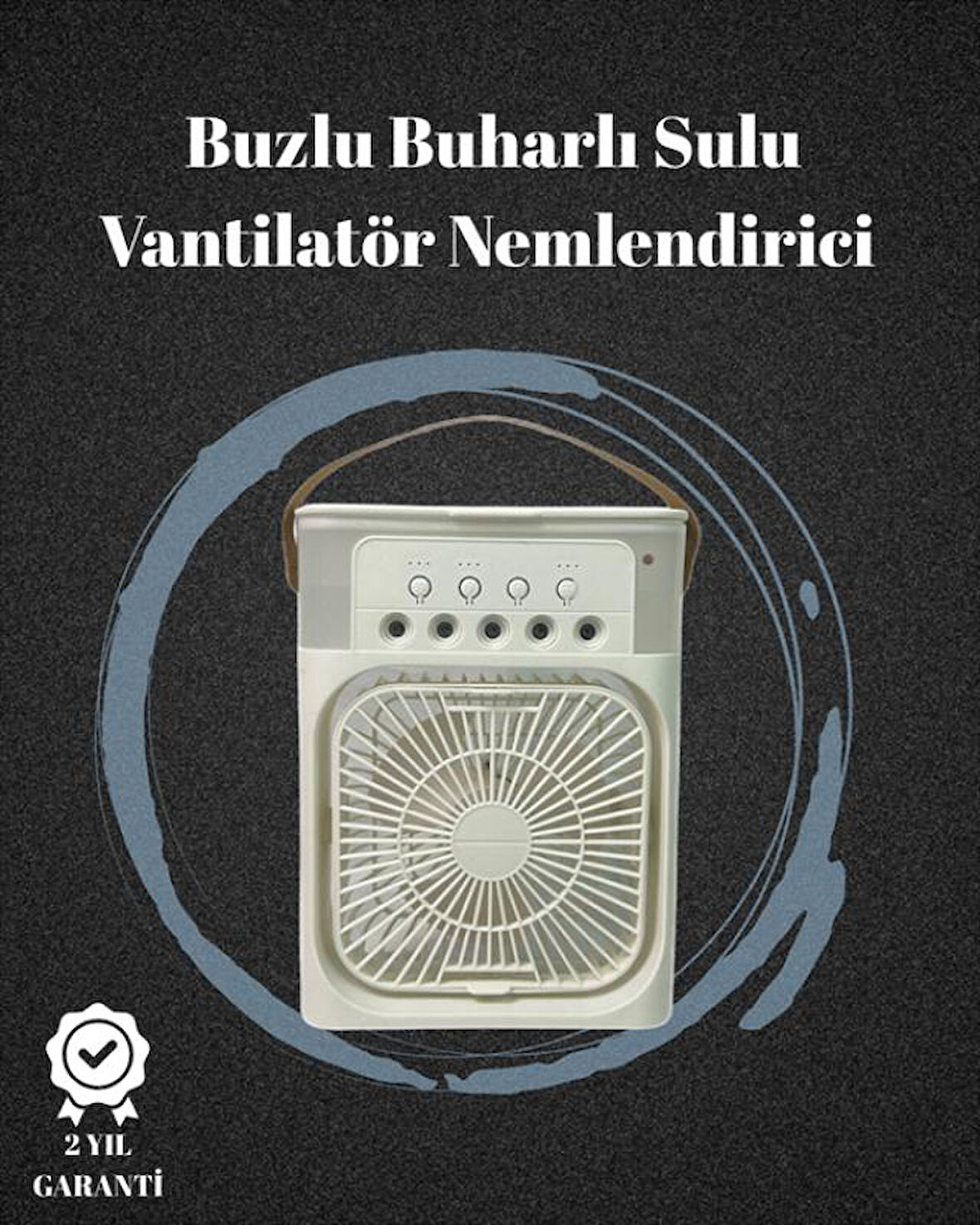 USB Bağlantılı 3'ü 1 Arada Nemlendirici Mini Klima Fan | 7 Renk Işıklı