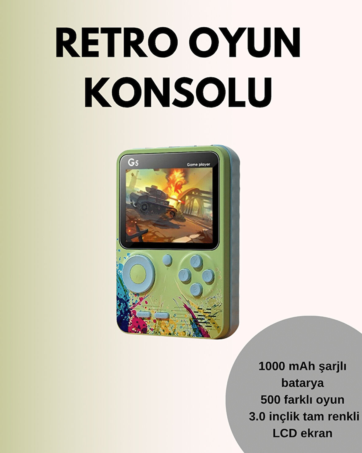 TV Bağlantılı 500 Oyunlu Mini Gameboy Konsol