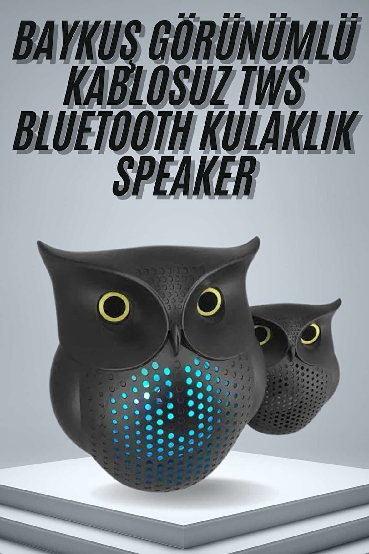 TWS Bluetooth Hoparlör Baykuş Tasarımlı Taşınabilir RGB Işıklı Uzun Pil Ömrü