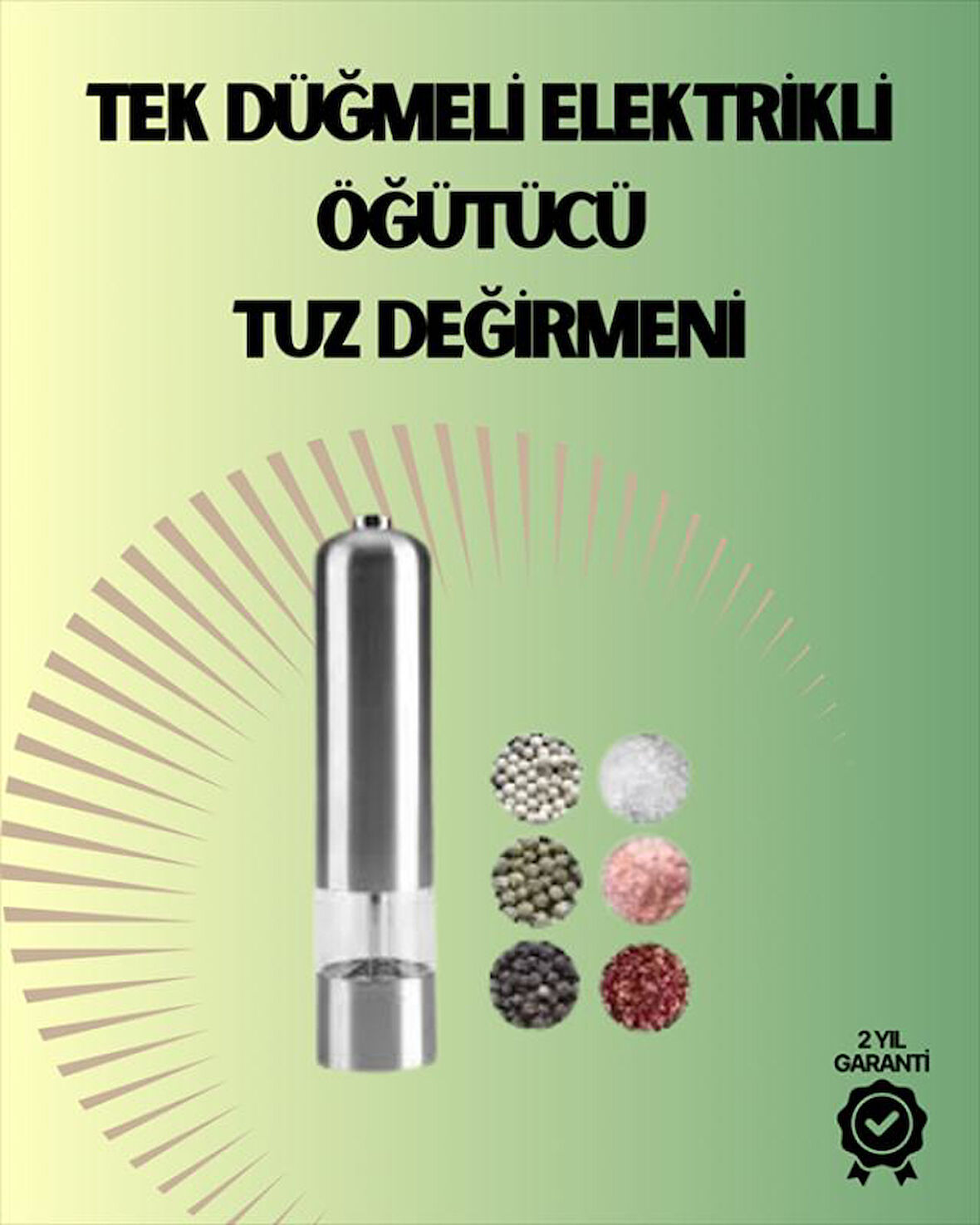 Pilli Otomatik Baharat Değirmeni Gıda Sınıfı Çelik Sessiz Öğütücü Alet