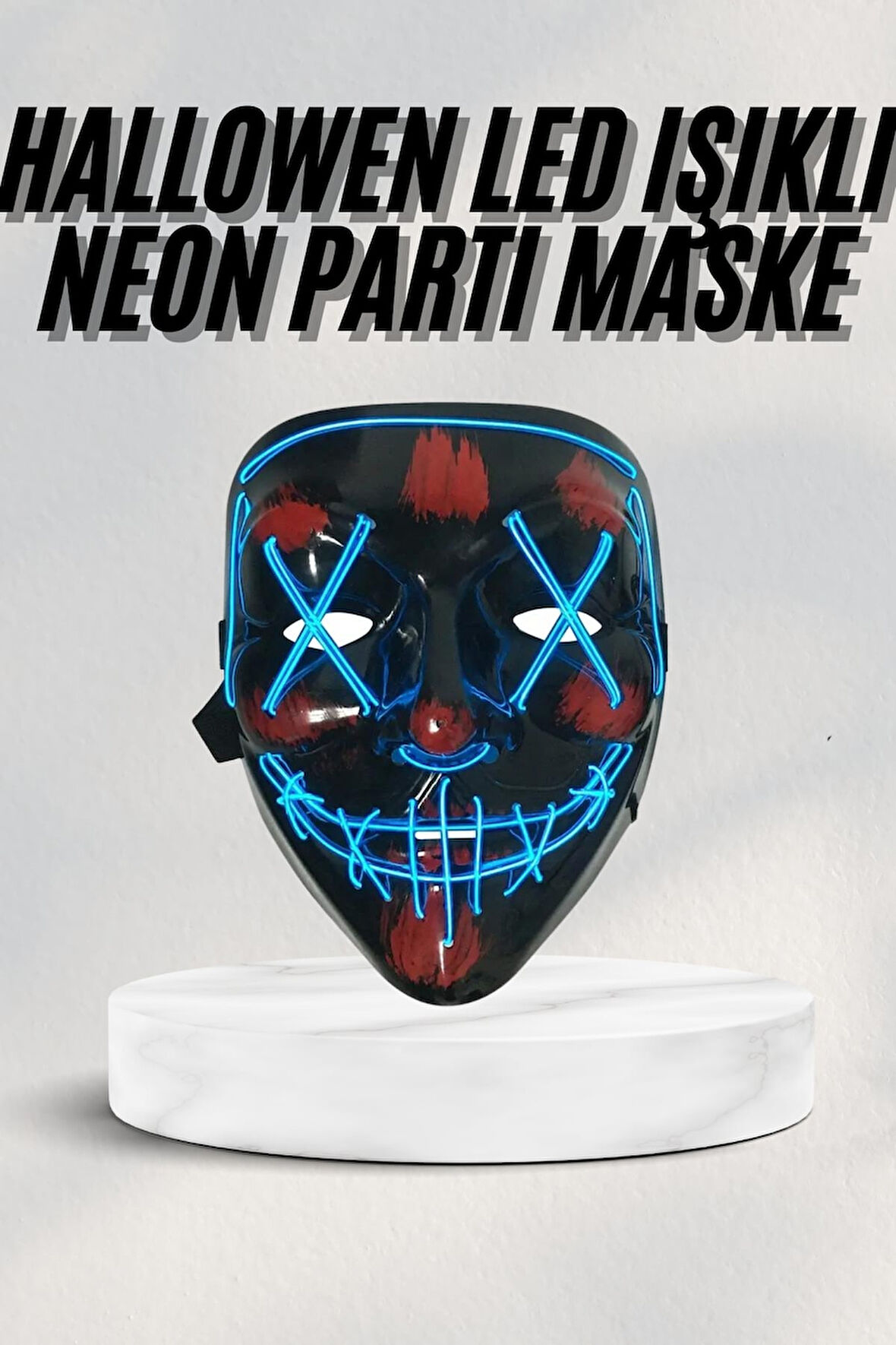 Led Işıklı Neon Maske Cadılar Bayramı Maskesi Korkunç Korku Maskesi
