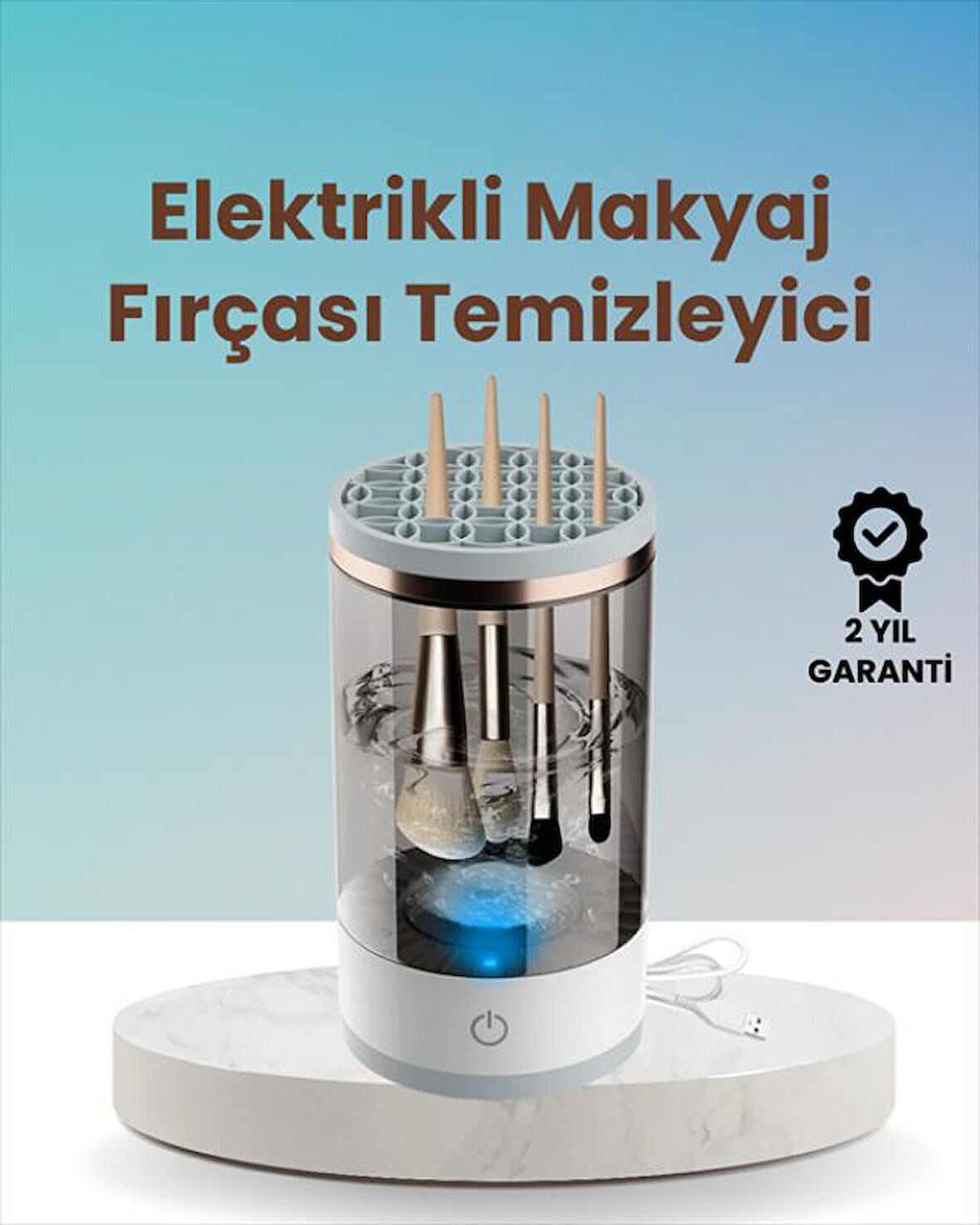 USB Şarjlı Derin Temizlik Makyaj Fırçası Yıkama Makinesi