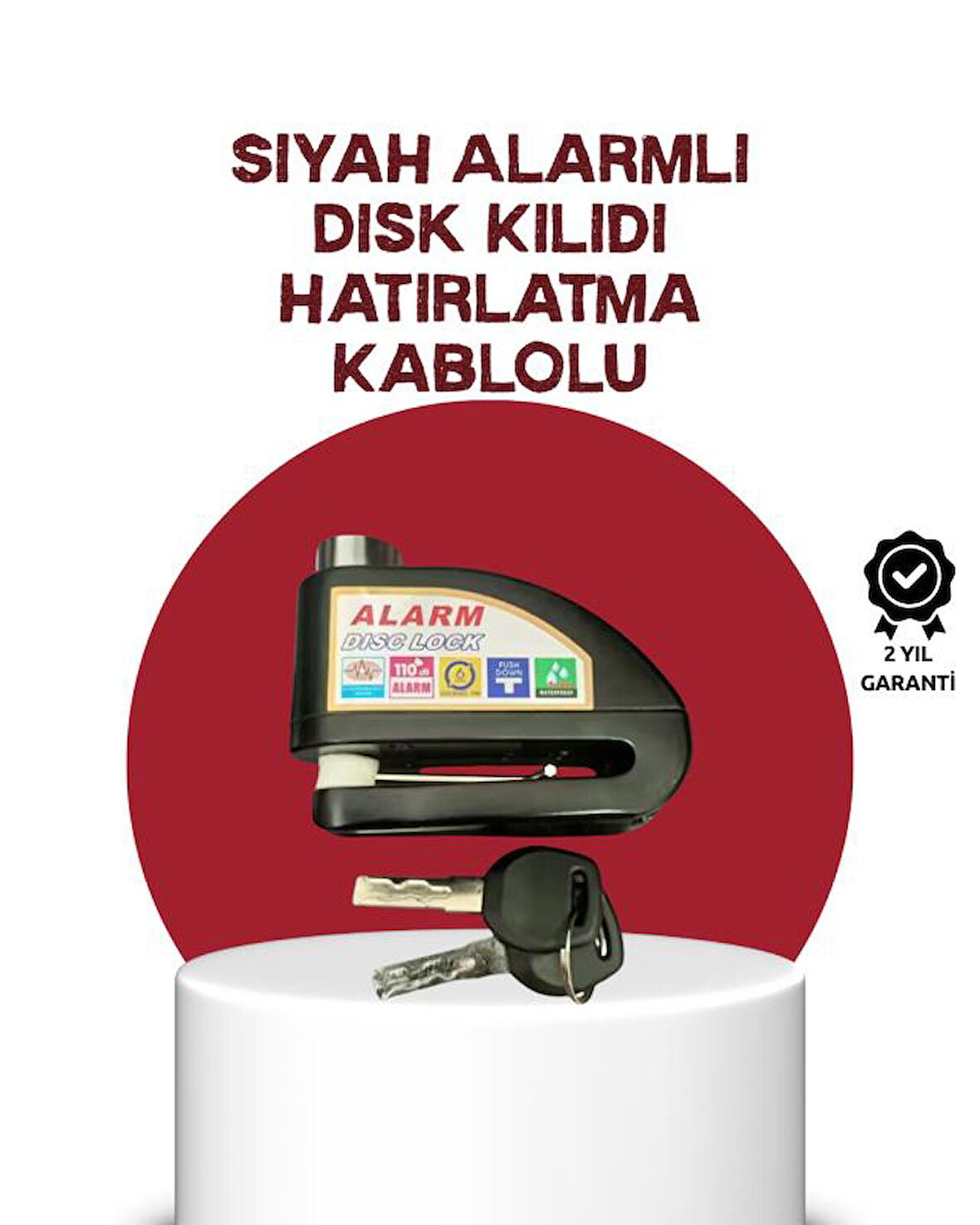 Güvenlik Sensörlü Alarmlı Disk Kilidi Motosiklet ve Bisiklet İçin