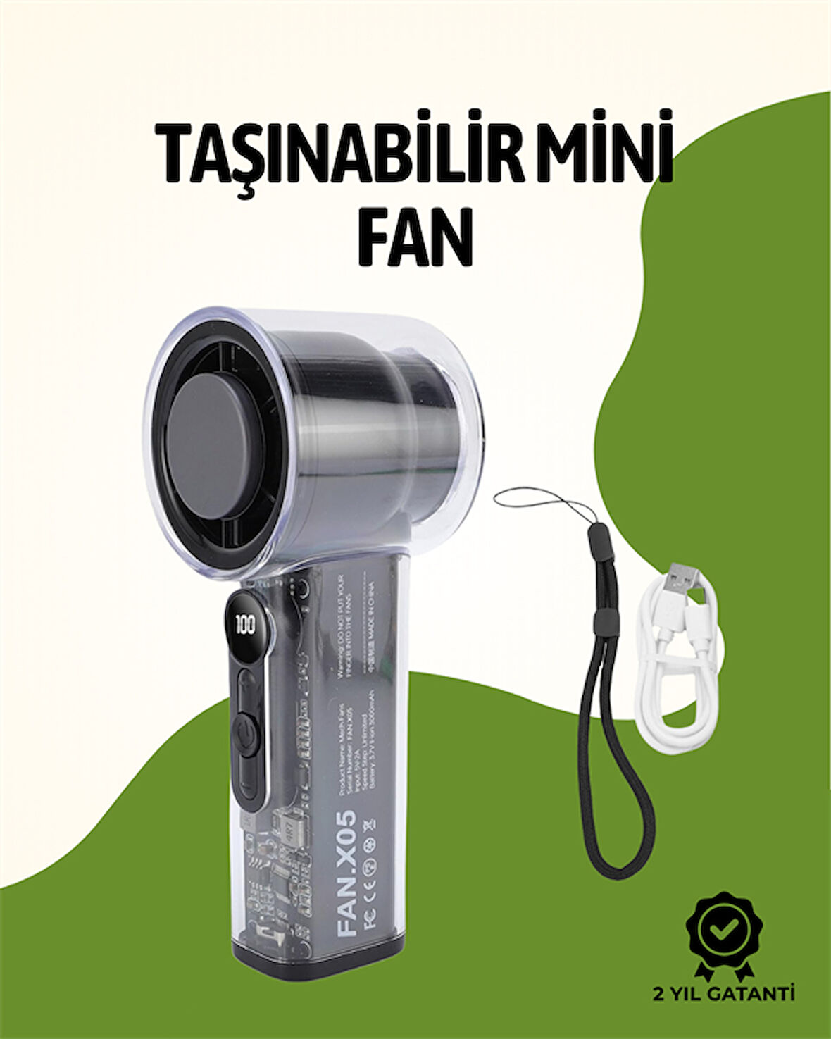 Sessiz Çalışan Taşınabilir Fan | Dijital Göstergeli | 100 Kademeli Hız Ayarı