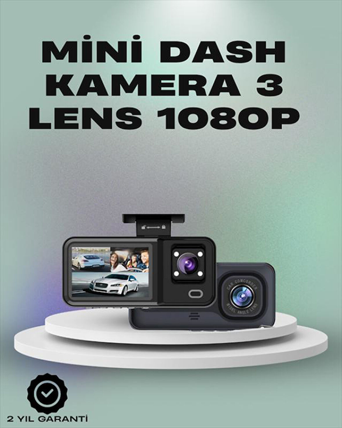 3 Kanallı Araç Kamerası – Full HD 1080P Kayıt, 2” Ekran, Park Gözetimi Desteği