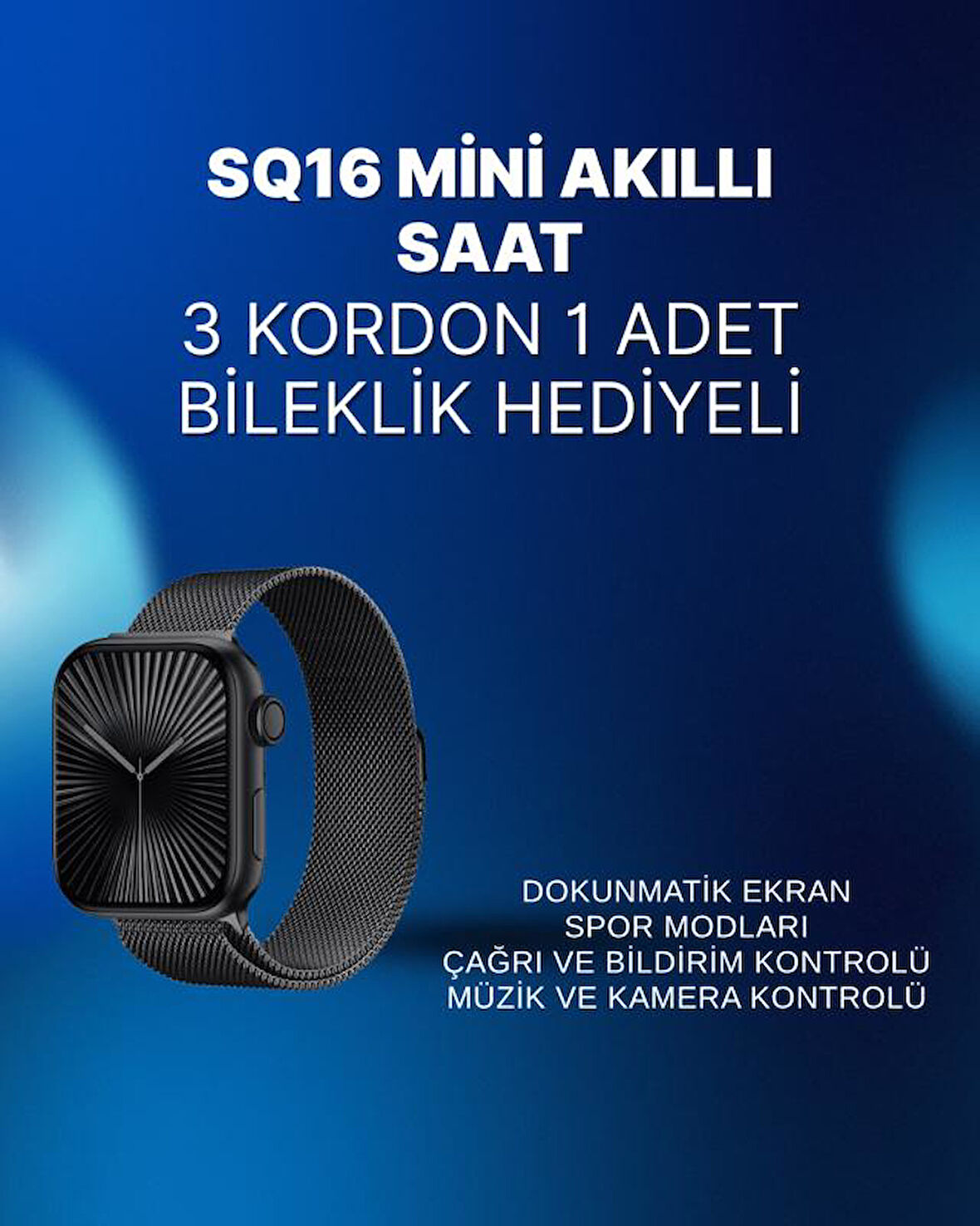 Mini Series 10 Akıllı Saat | 3 Kordon + Bileklik Hediyeli, Tüm Telefonlarla Uyumlu