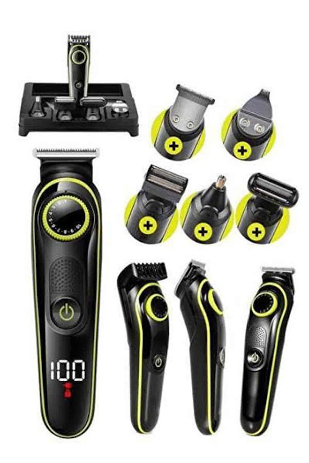 Unısex Çok Fonksiyonlu Bakım Seti Led Göstergeli Tıraş Makinesi Saç Sakal Vücut