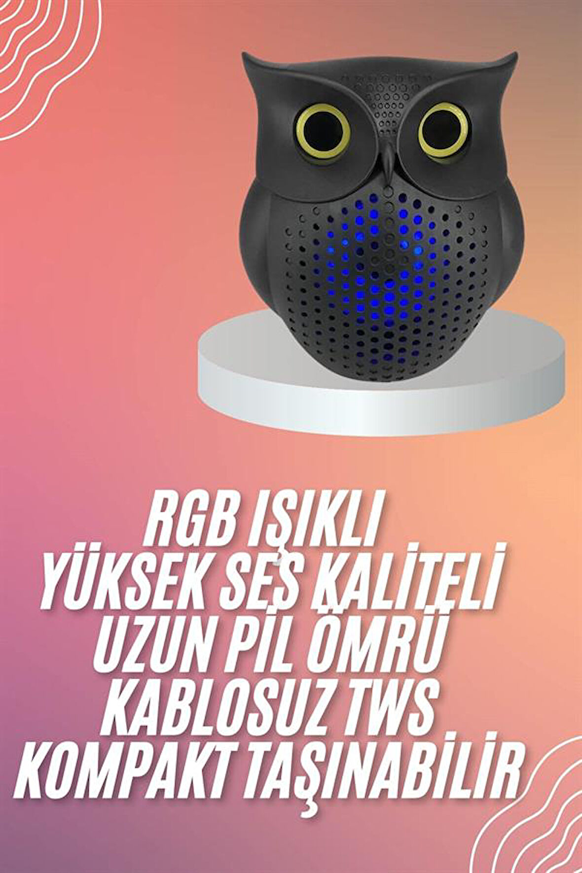 Müzik Çalar Bluetooth Hoparlör Speaker 5.0 Kablosuz Baykuş Görünümlü