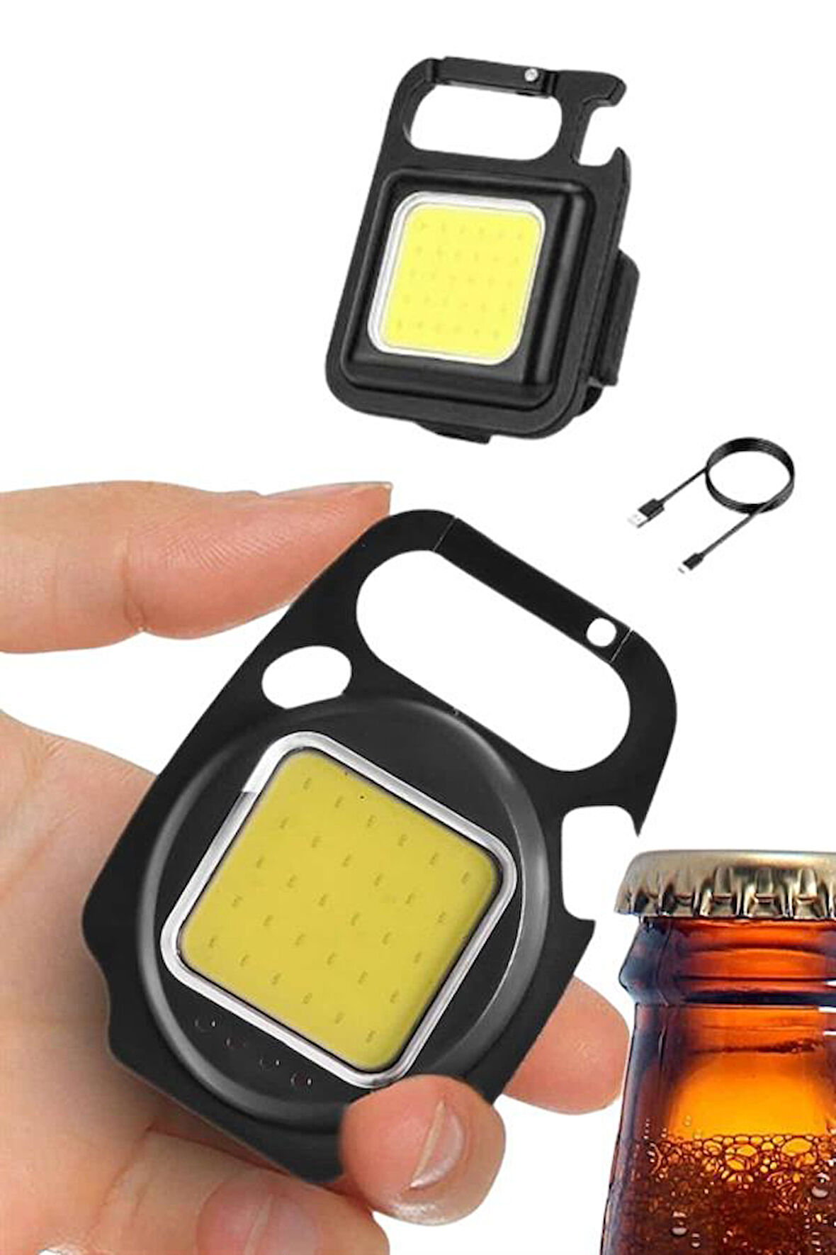 Kamp Çadır Lambası Şarjlı El Feneri Işıldak Anahtarlık Mini Mıknatıslı