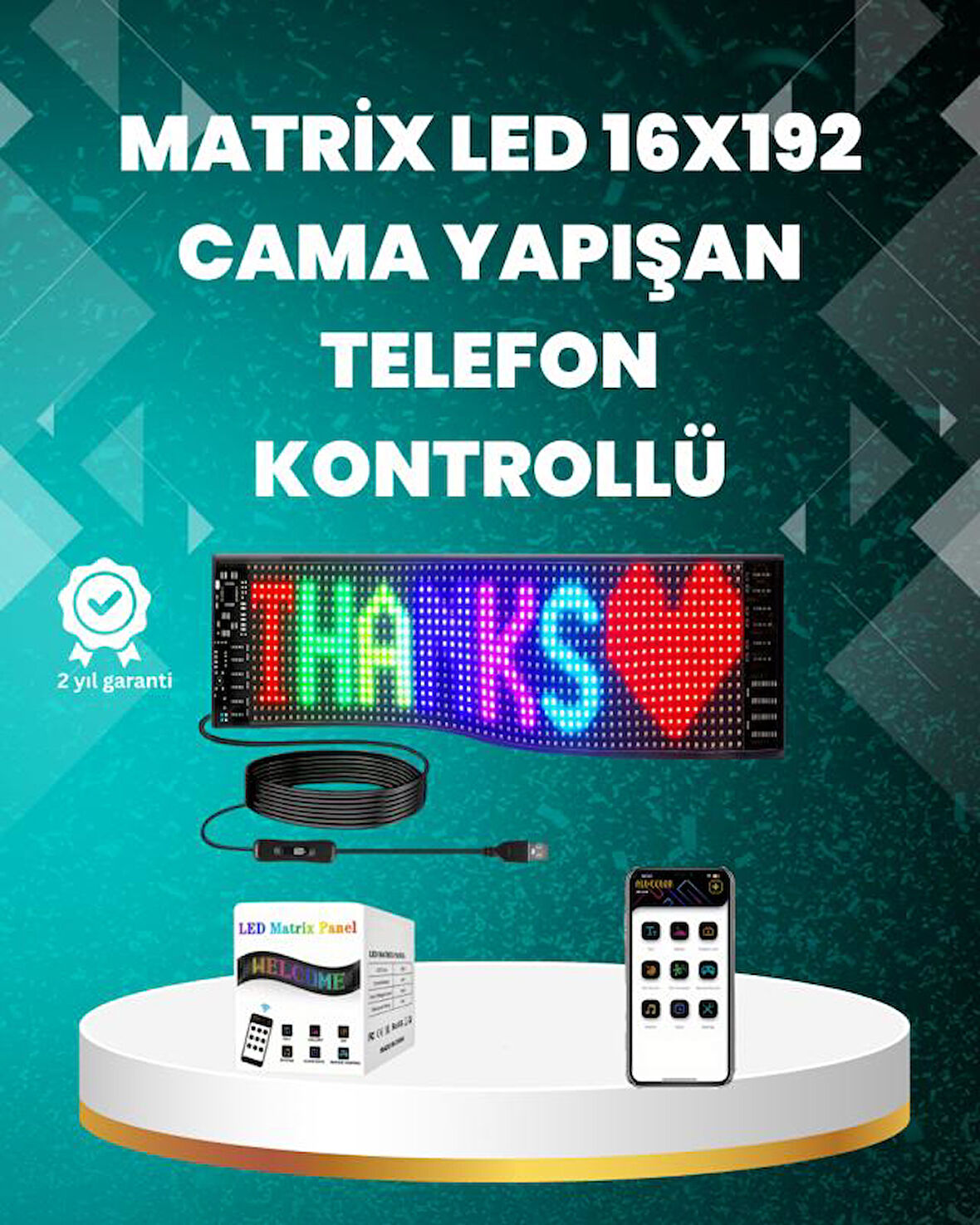 USB ile Çalışan Renkli Esnek LED Panel Işıklı Led Kayan Yazı Özellikli