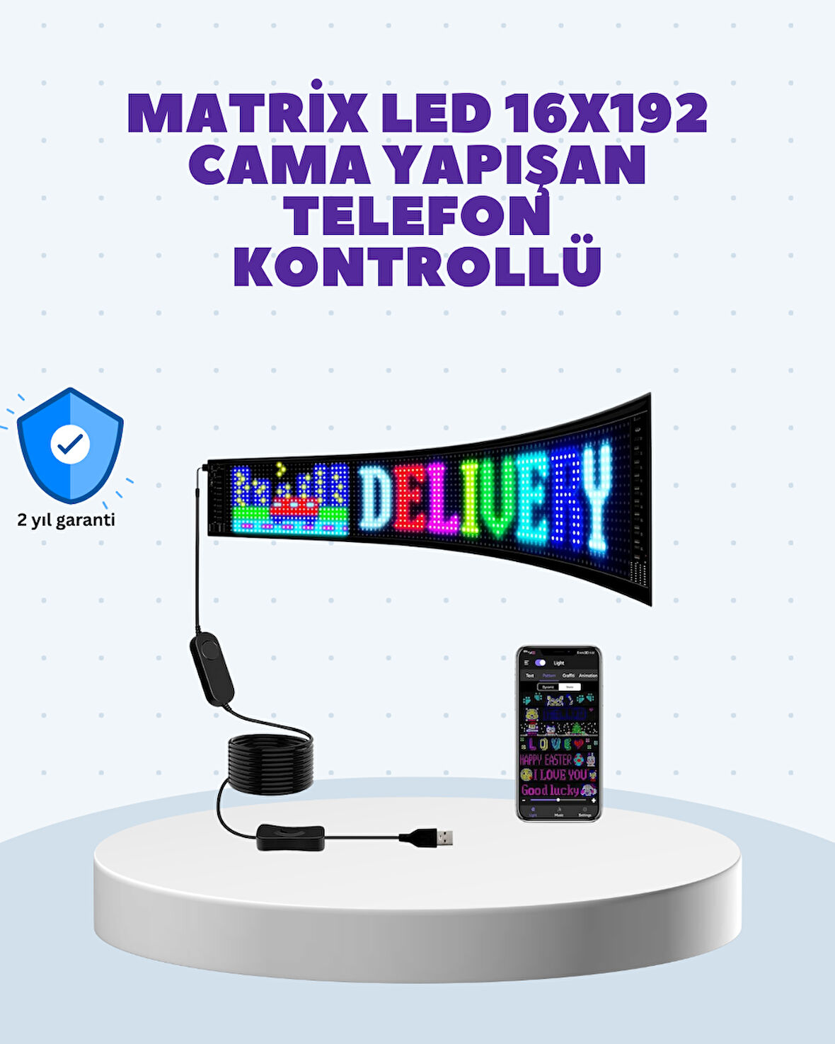 Kurulumu Kolay Renkli LED Yazı Paneli USB Girişli Esnek Yapılı Dijital Reklam Tabelası