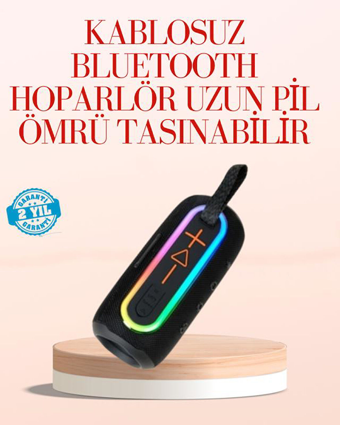 Taşınabilir Bluetooth Hoparlör Kırmızı IP67 Su Geçirmez