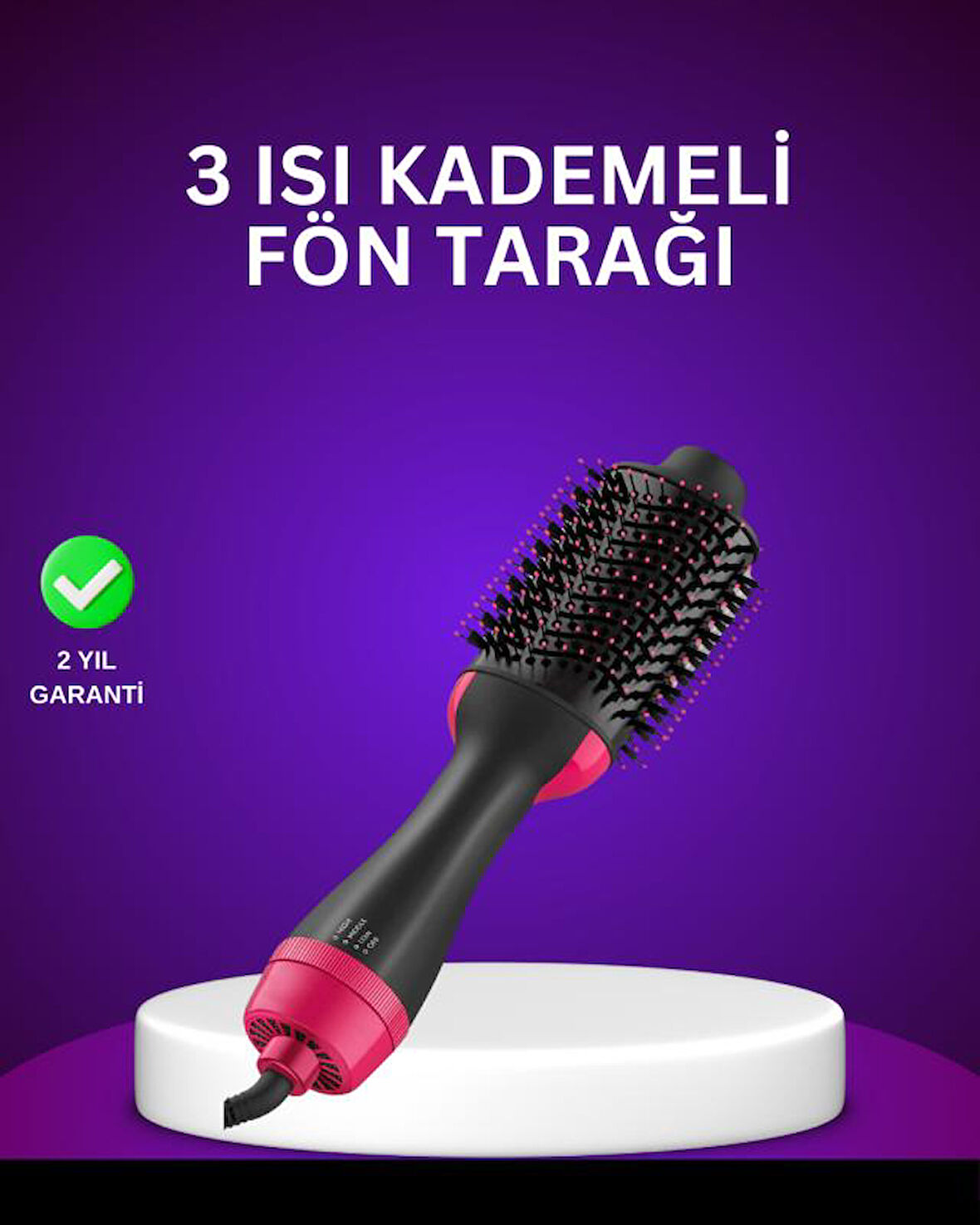 Negatif İyon Teknolojili Saç Kurutma ve Şekillendirme Fırçası