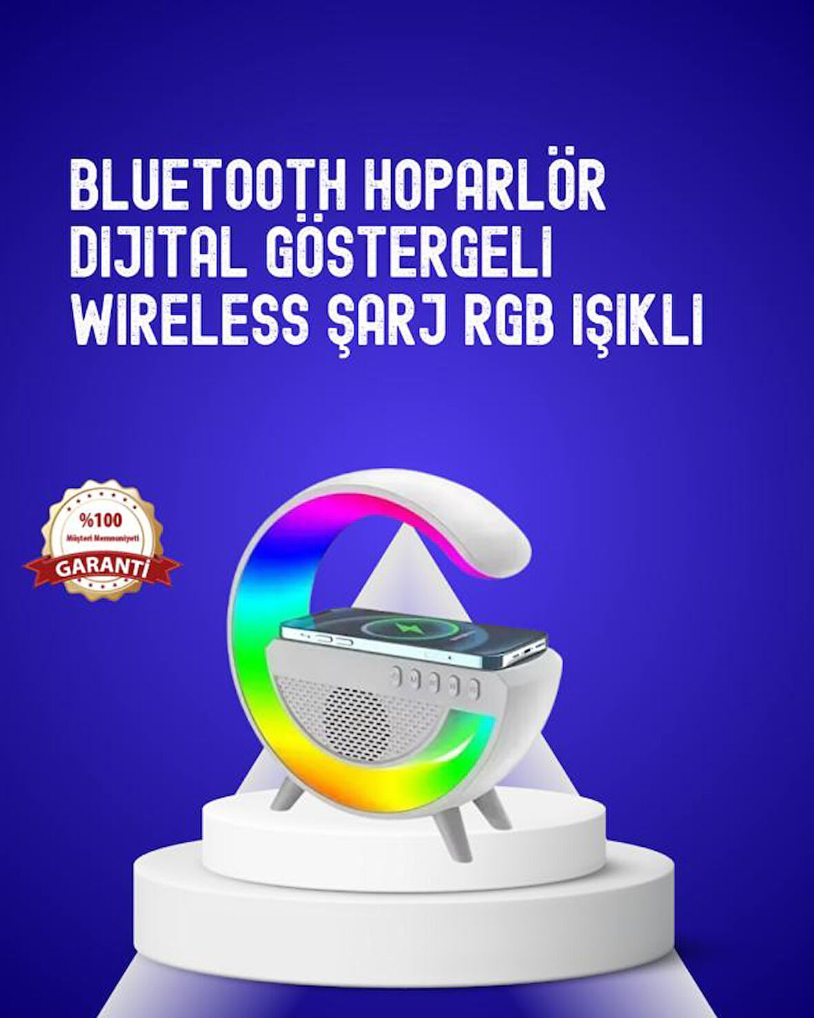 13 Renk Seçenekli Kablosuz Şarj Cihazlı LED Lamba