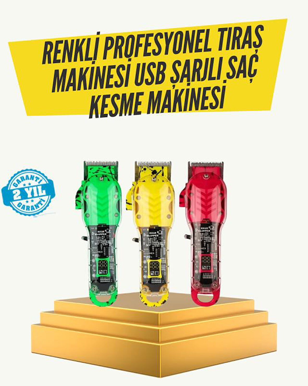 . Sessiz Motorlu Titanyum Bıçaklı Saç ve Sakal Kesme Makinesi