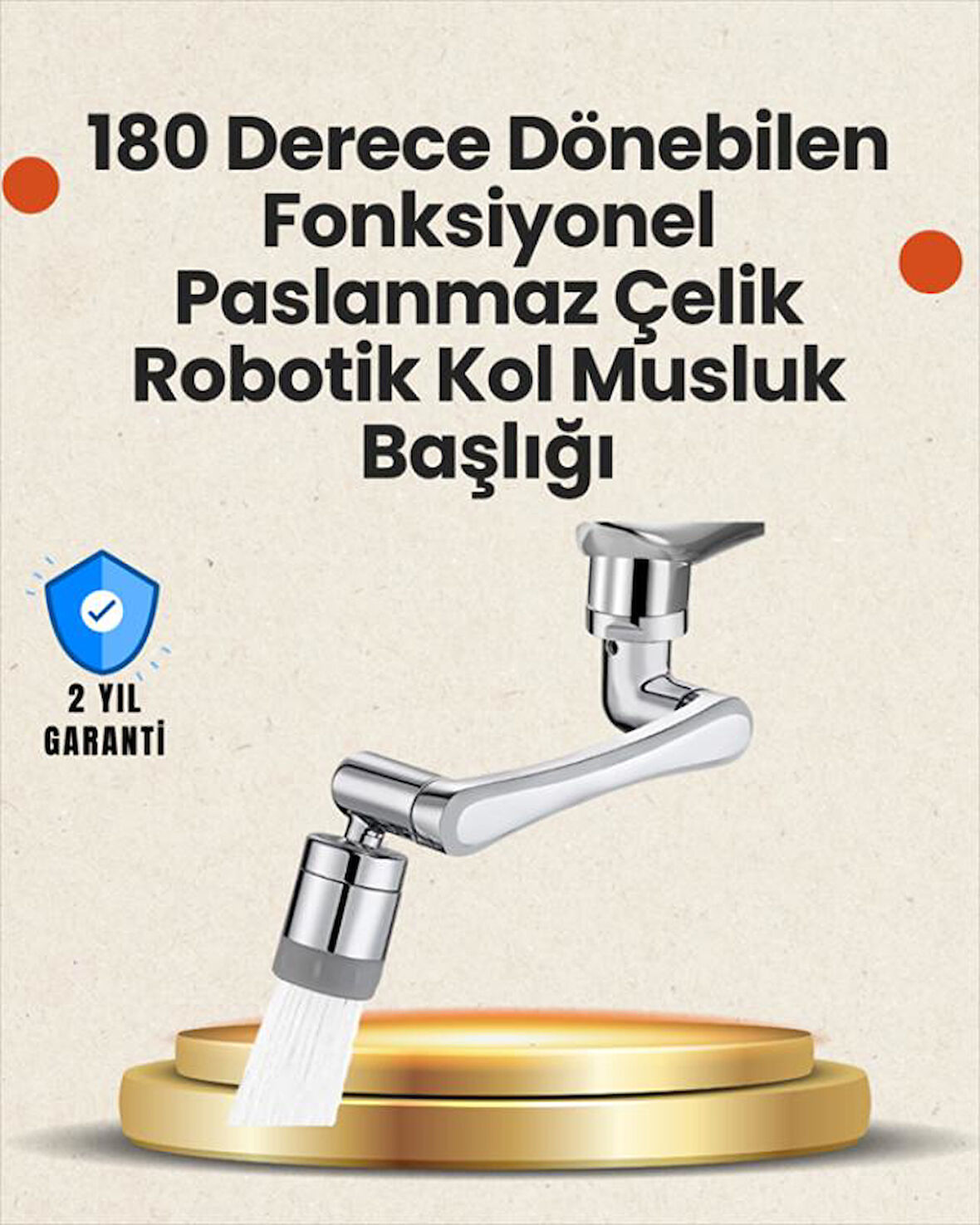 Lavabo ve Mutfaklar İçin 1080 Derece Döner Musluk Başlığı – Pirinç Gövdeli
