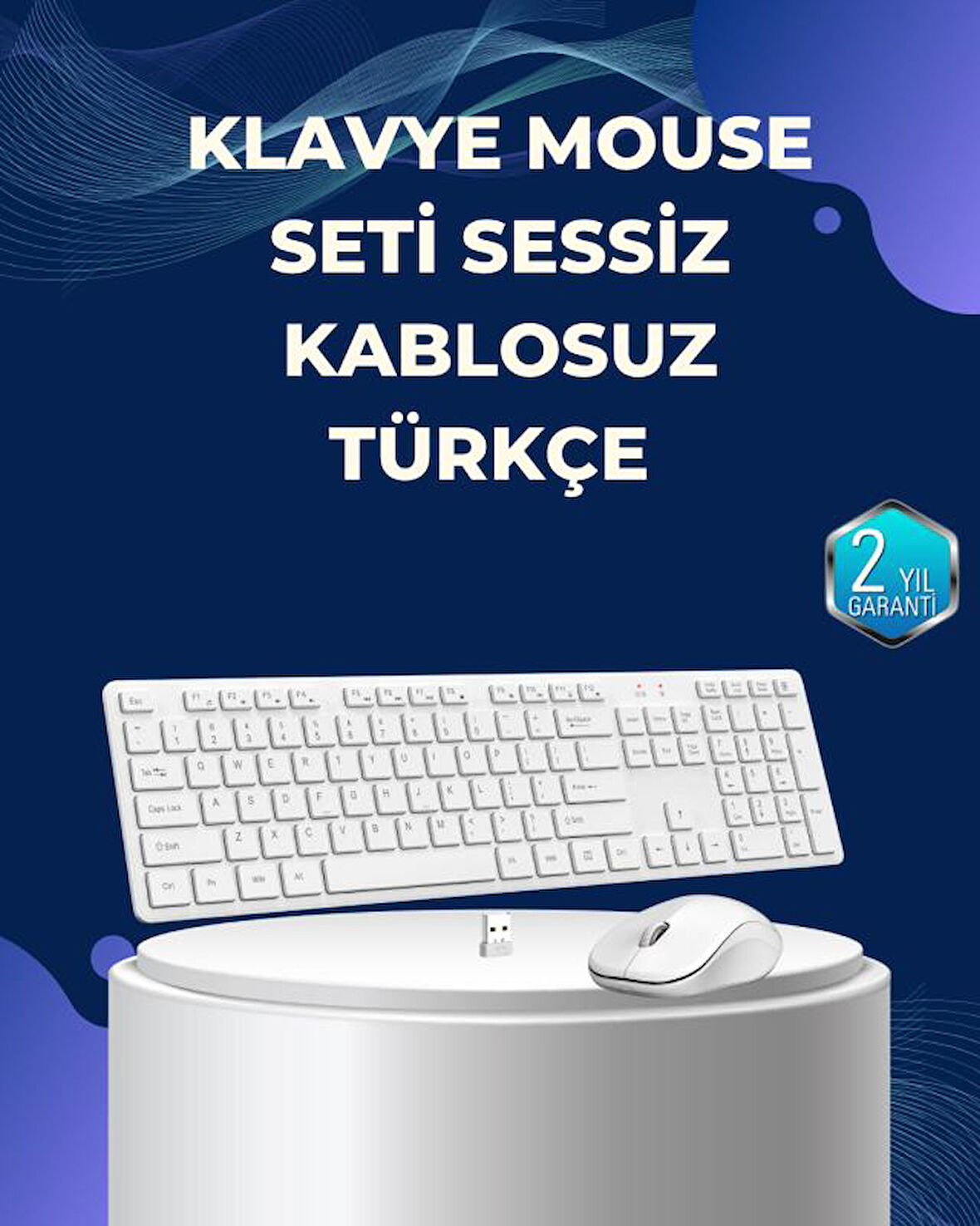 USB Alıcılı Kablosuz Klavye Mouse - Geniş Uyumluluk, Sessiz Tuşlar