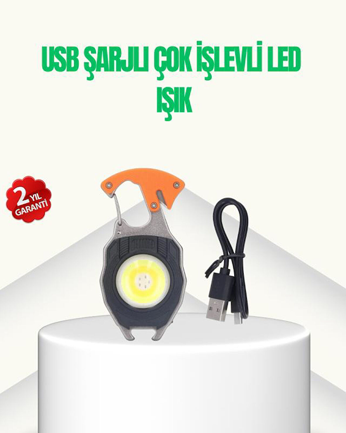 Çok İşlevli USB Şarjlı Anahtarlık Fener