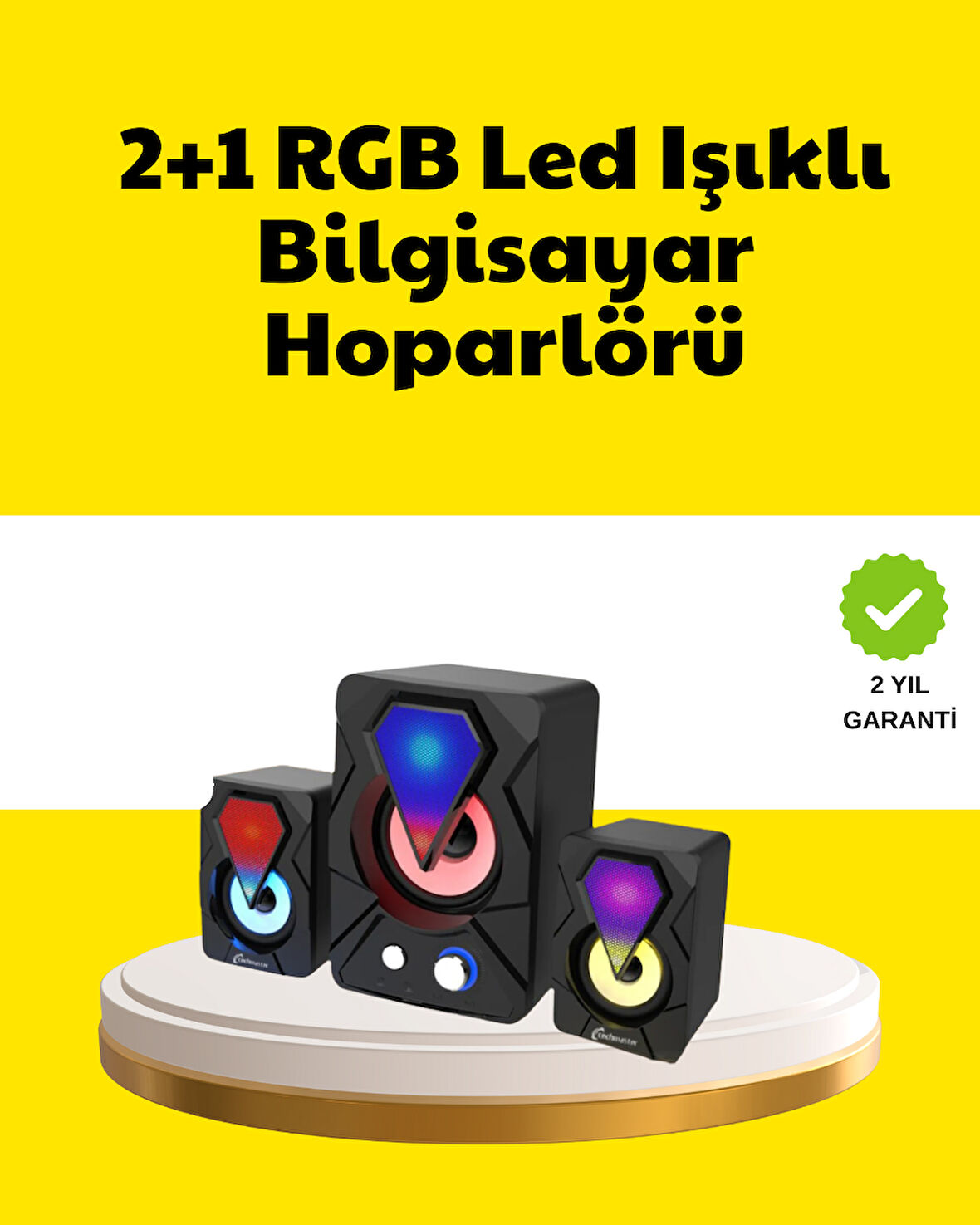 2.1 USB Bağlantılı Oyun Hoparlörü Renkli LED Işıklı
