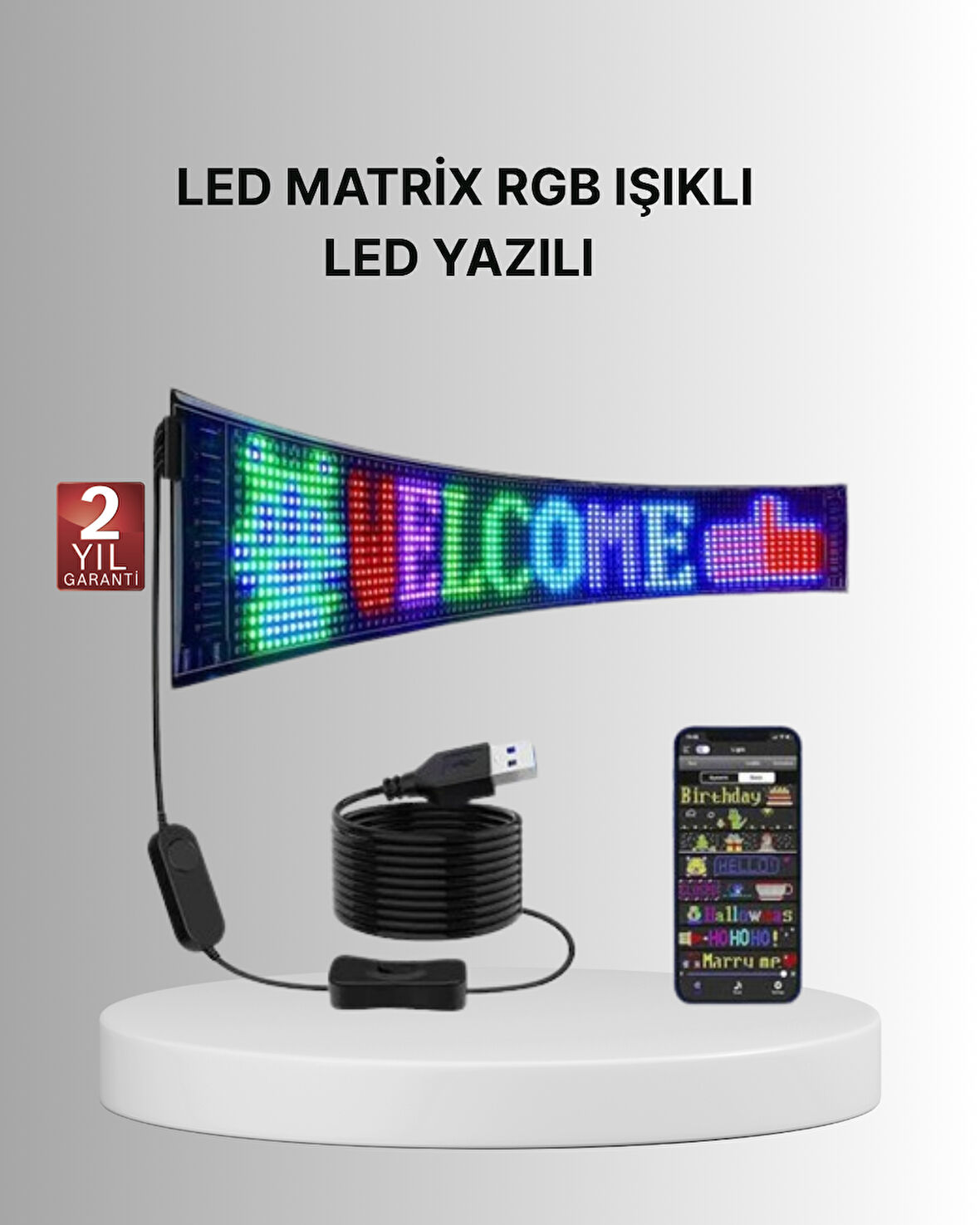 Gece Kullanıma Uygun 16x64 Pixel RGB LED Panel Estetik Atmosfer Işığı