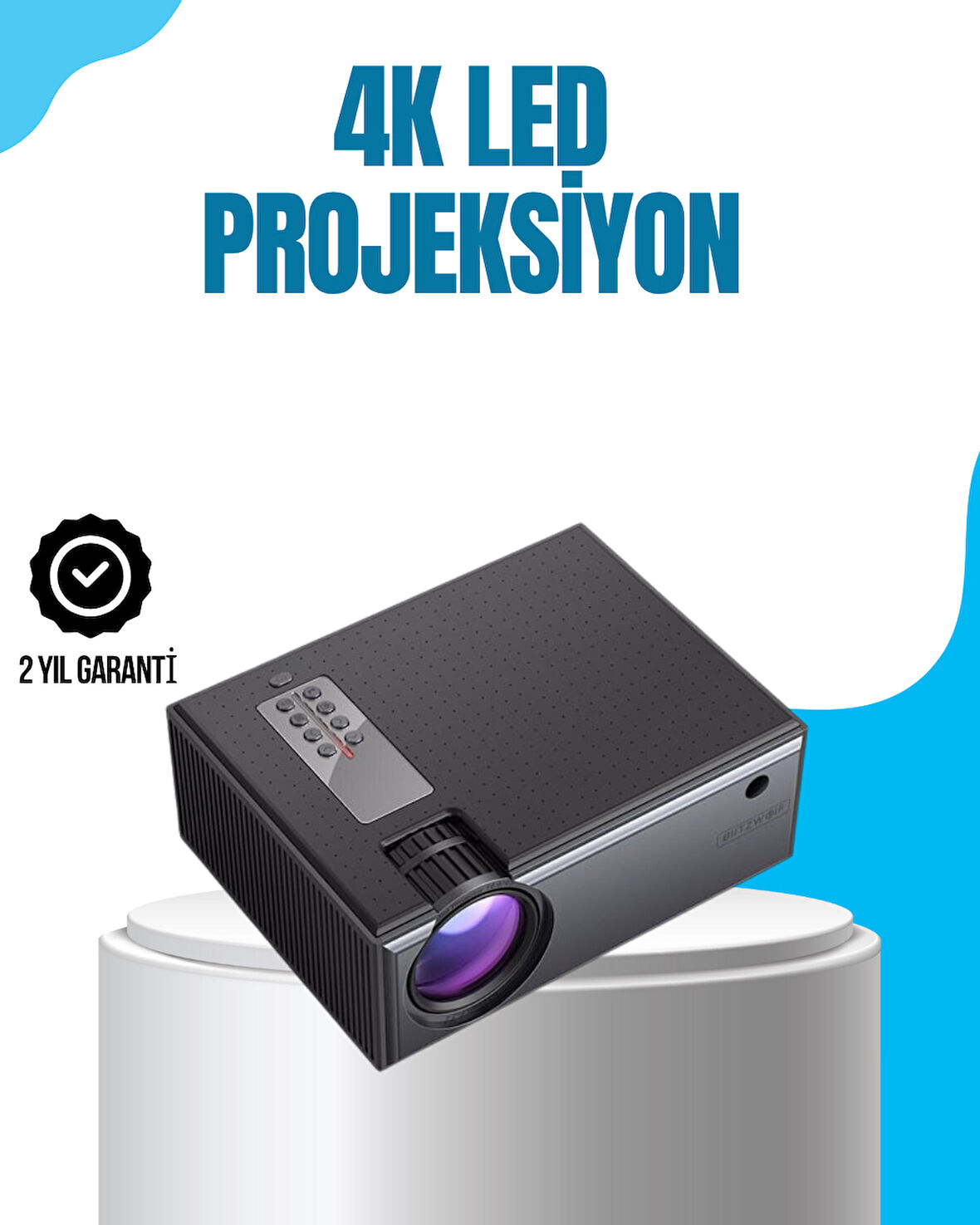 Full HD Destekli Taşınabilir Projeksiyon Cihazı – HDMI, USB, VGA Girişli, Uzaktan Kumandalı