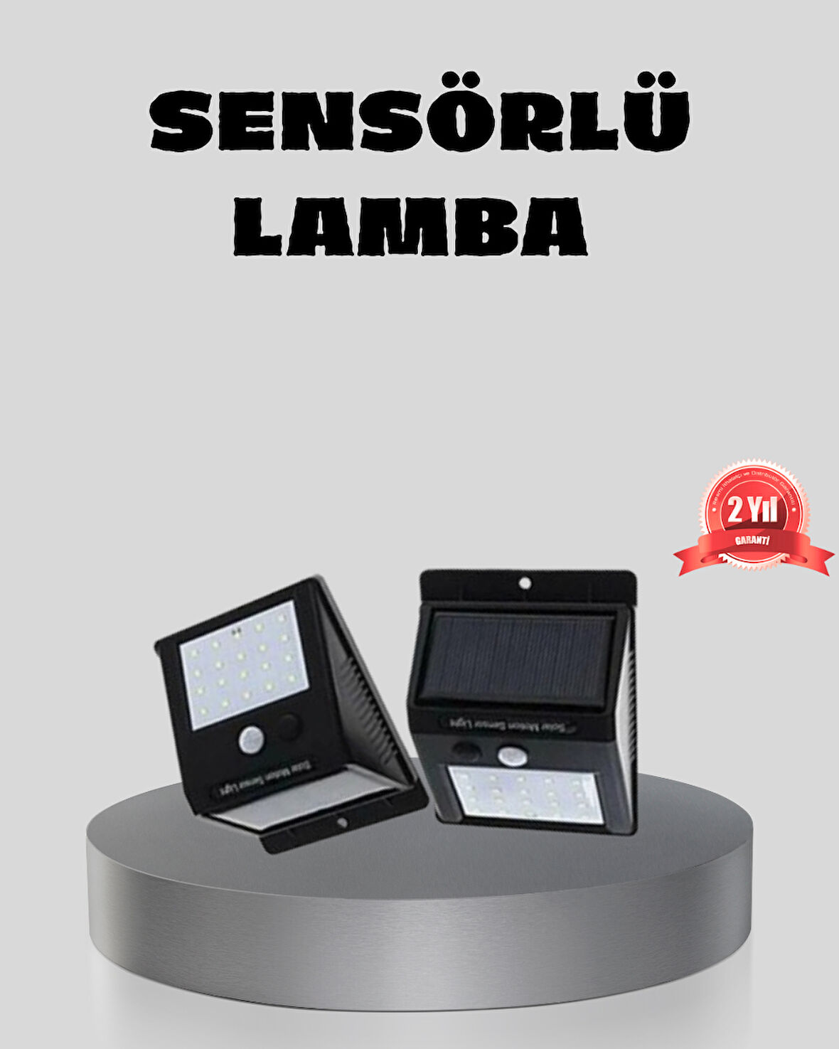 Güneş Enerjili Sensörlü Dış Mekan Duvar Lambası – 3 Modlu, 2200mAh Pil, 120° Algılama