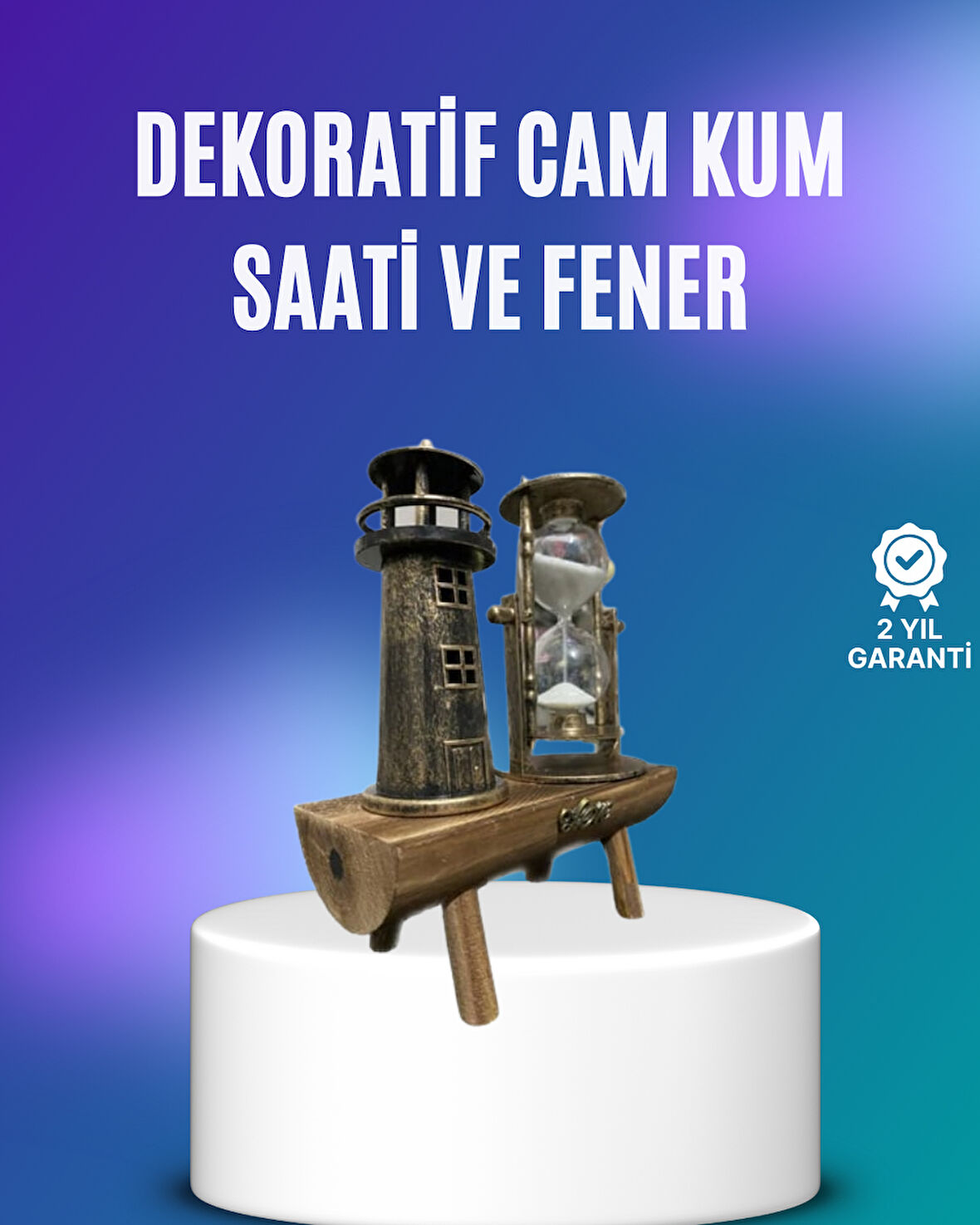 Deniz Feneri Şeklinde El Yapımı Kum Saati – Ev ve Ofis İçin Zarif Süs