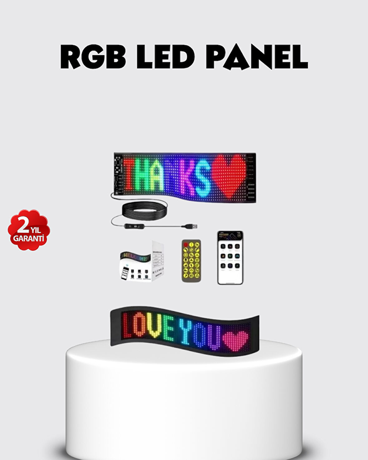 RGB LED Panel – USB Güç Girişli, GIF ve Yazı Gösterimli Akıllı Ekran