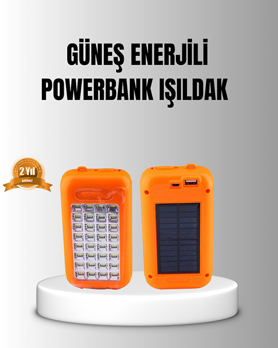 Güneş Enerjili Powerbank 10000 mAh LED Işıklı