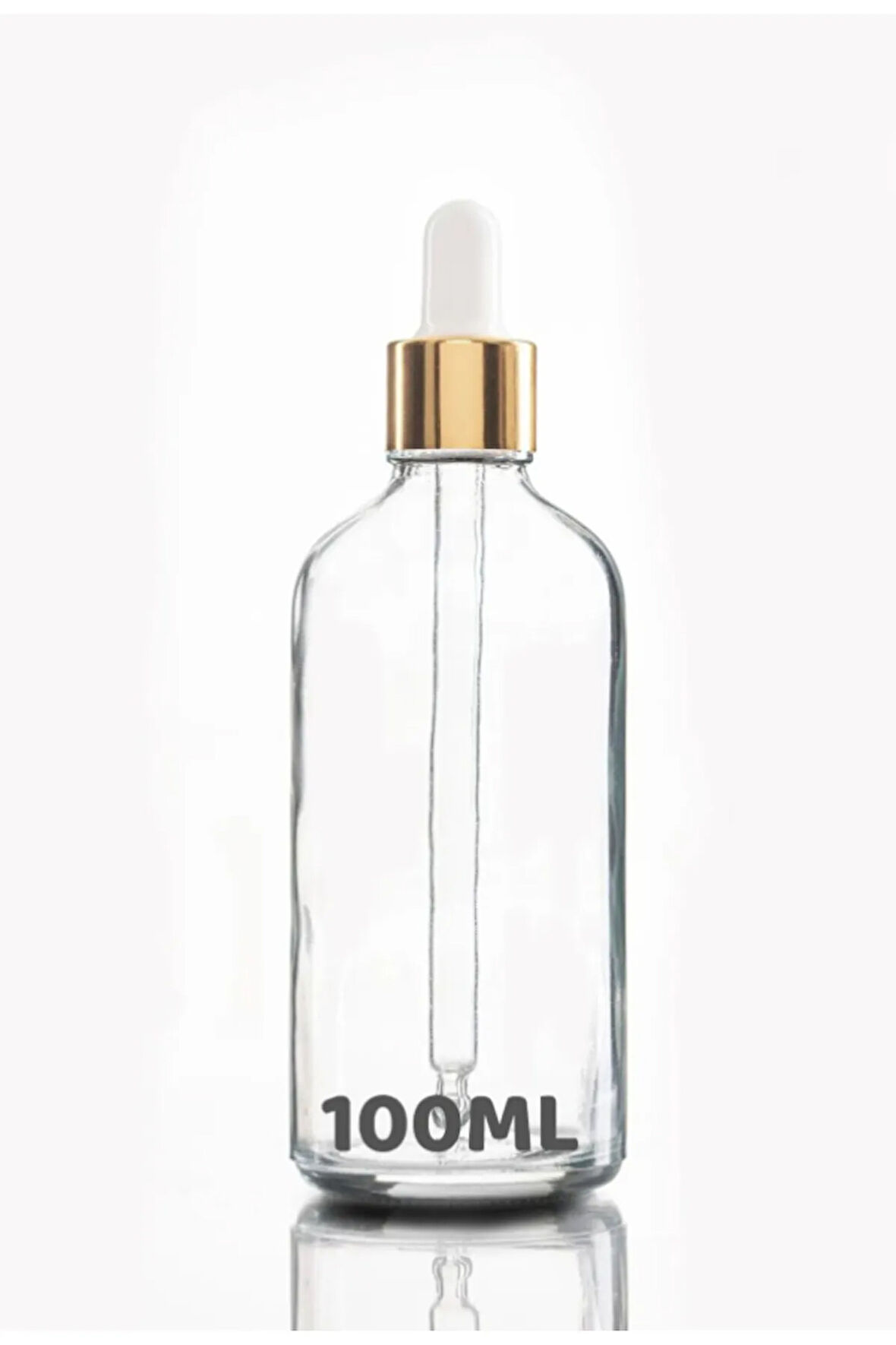 100 Ml Damlalıklı Gold Metal Başlıklı Şeffaf Cam Şişesi 5 Adet