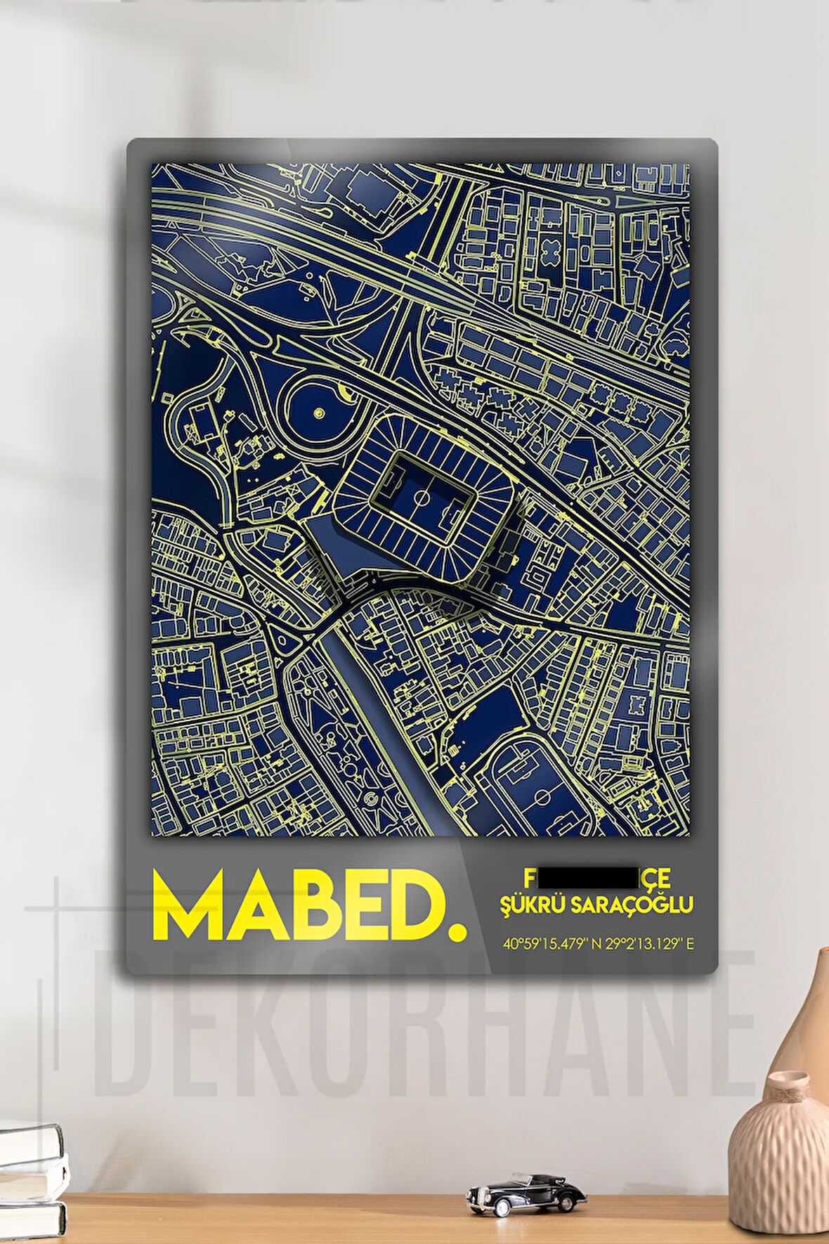 Metal 3D Baskı - Mabed Stadyum Kordinatlı, Sarı Lacivert Taraftar Tablosu