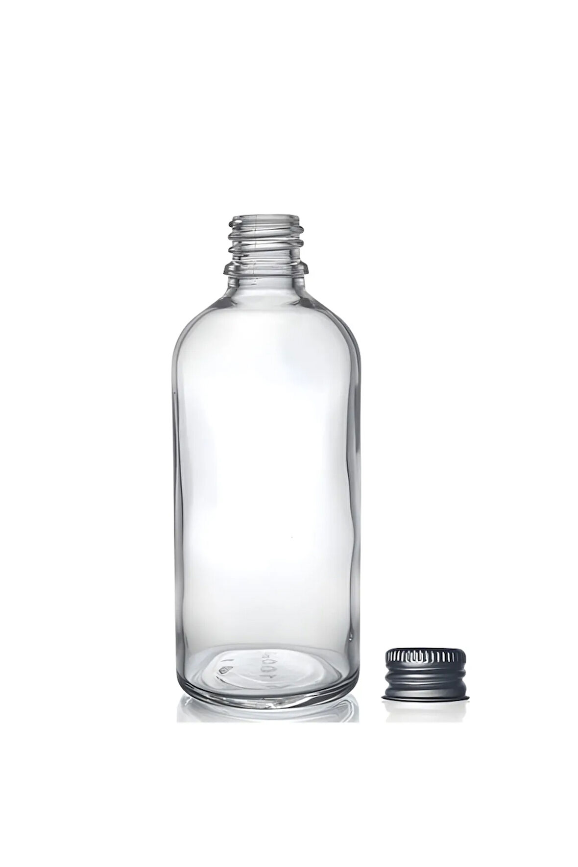 100 ml Metal Gümüş Kapak Şeffaf Cam Şişesi 5 Adet