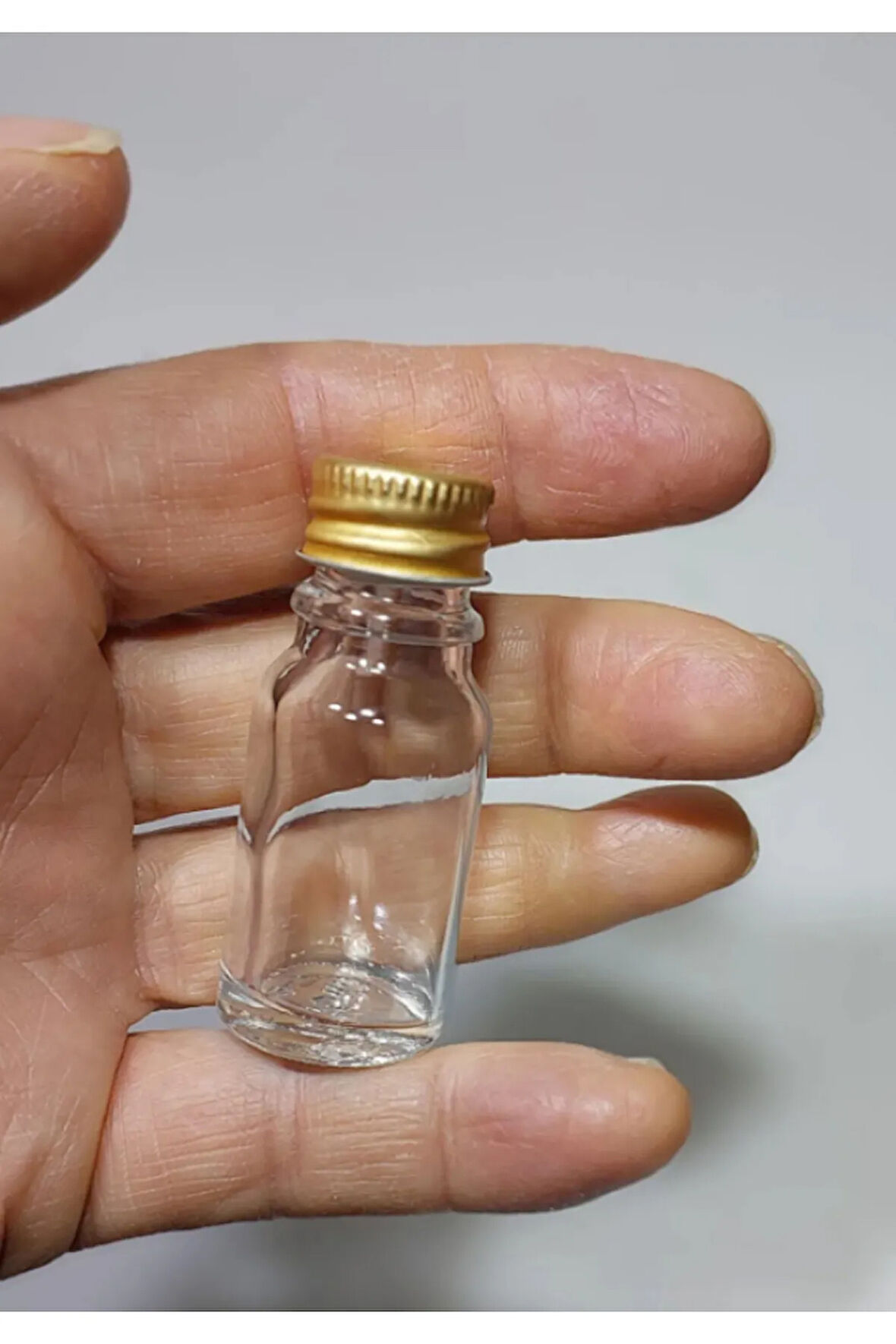 Altın Metal Kapaklı Çok Amaçlı 10ml Şeffaf Cam Şişe 10 Adet