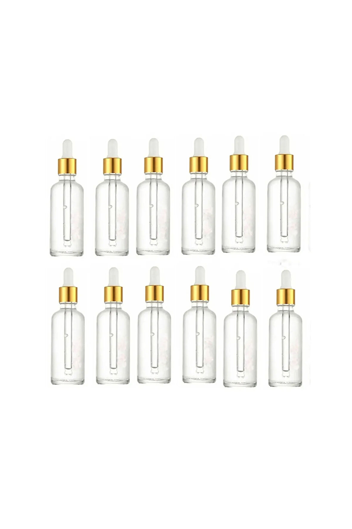 50 Cc Cam Damlalıklı Amber Şişe [50 Cc=50ml X 12 Adet] / Ecza Şişesi / Dropper Şişe şeffaf cam