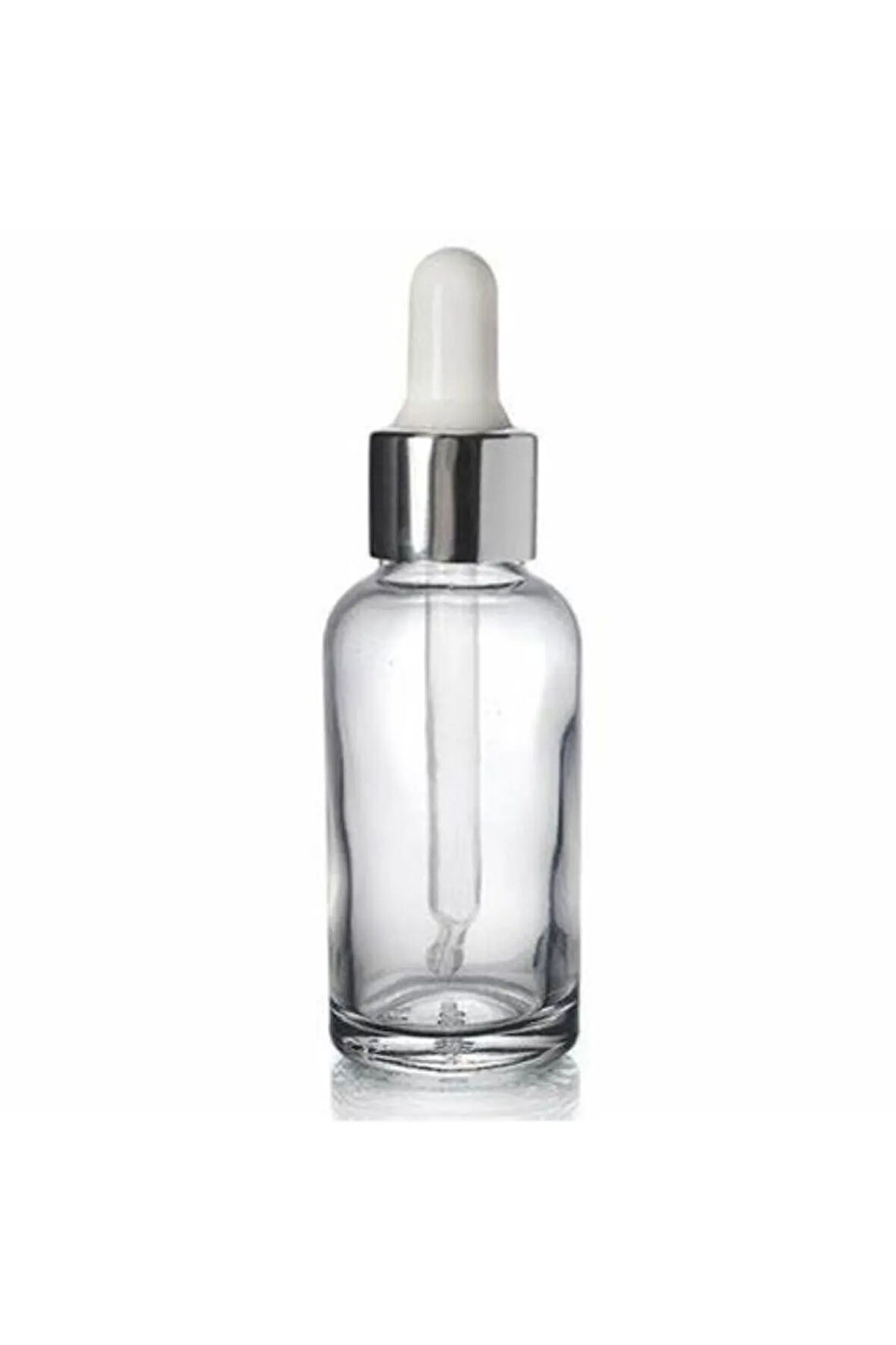 20 Ml Gümüş Başlıklı Damlalıklı Şeffaf Cam Şişe 5 Adet