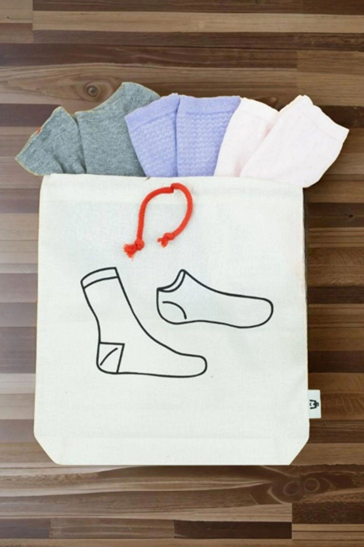 Çorap Baskılı Ham Bez Kese Pamuk Çanta Bavul Düzenleyici Organizer Bavul Düzenleyici