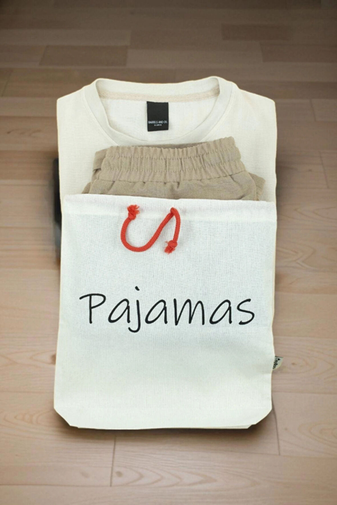 Pijama Baskılı Ham Bez Kese Pamuk Çanta Bavul Düzenleyici Organizer Seyahat Kesesi