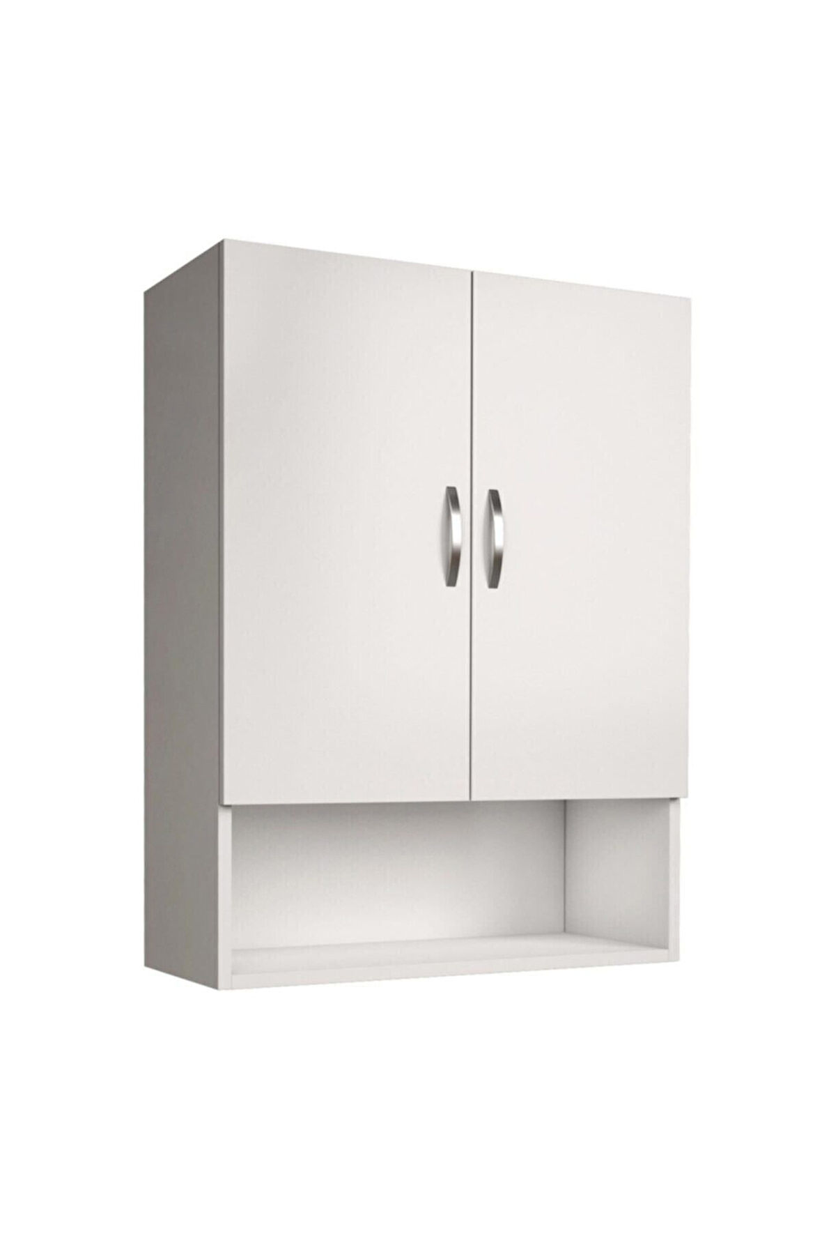 Çamaşır Makinesi Üst Banyo Dolabı Beyaz -mdf- 2 Kapaklı Kulplu Dolap Mo1