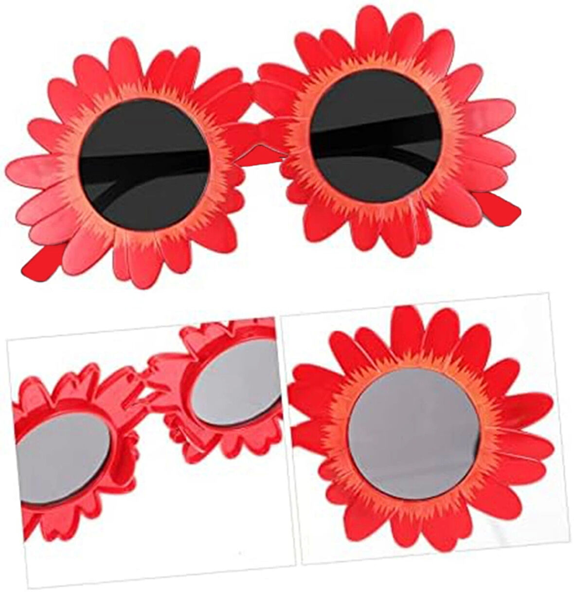 Kırmızı Renk Papatya Şekilli Parti Gözlüğü 18x10 cm (CLZ)