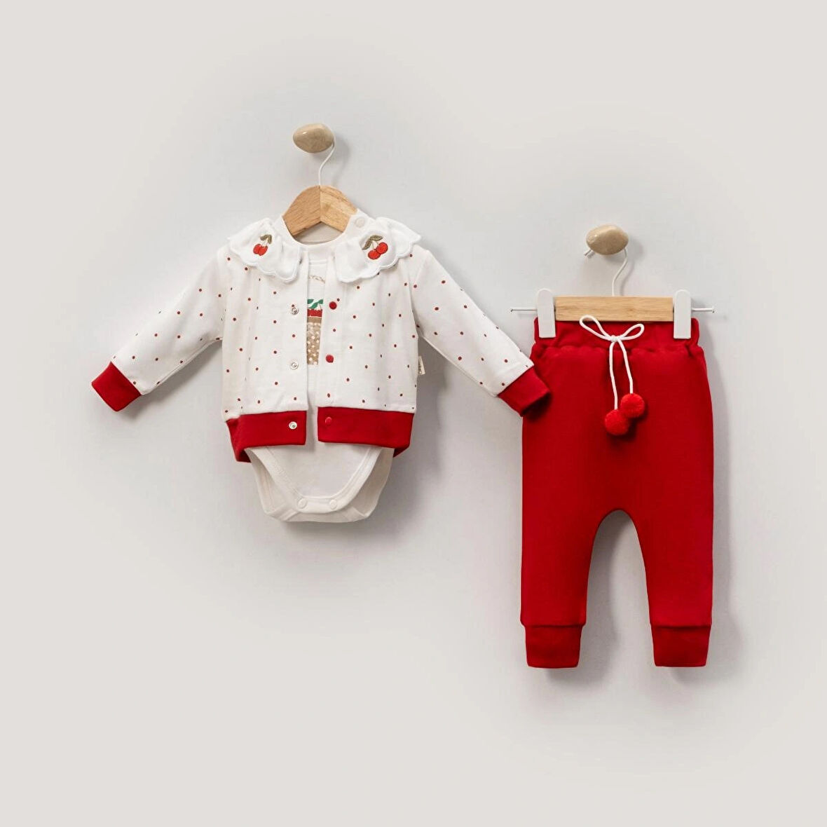 KIZ BEBEK BABY CHERRY 3 LÜ. TAKIM ORGANİK PAMUK 3,6,9 AY
