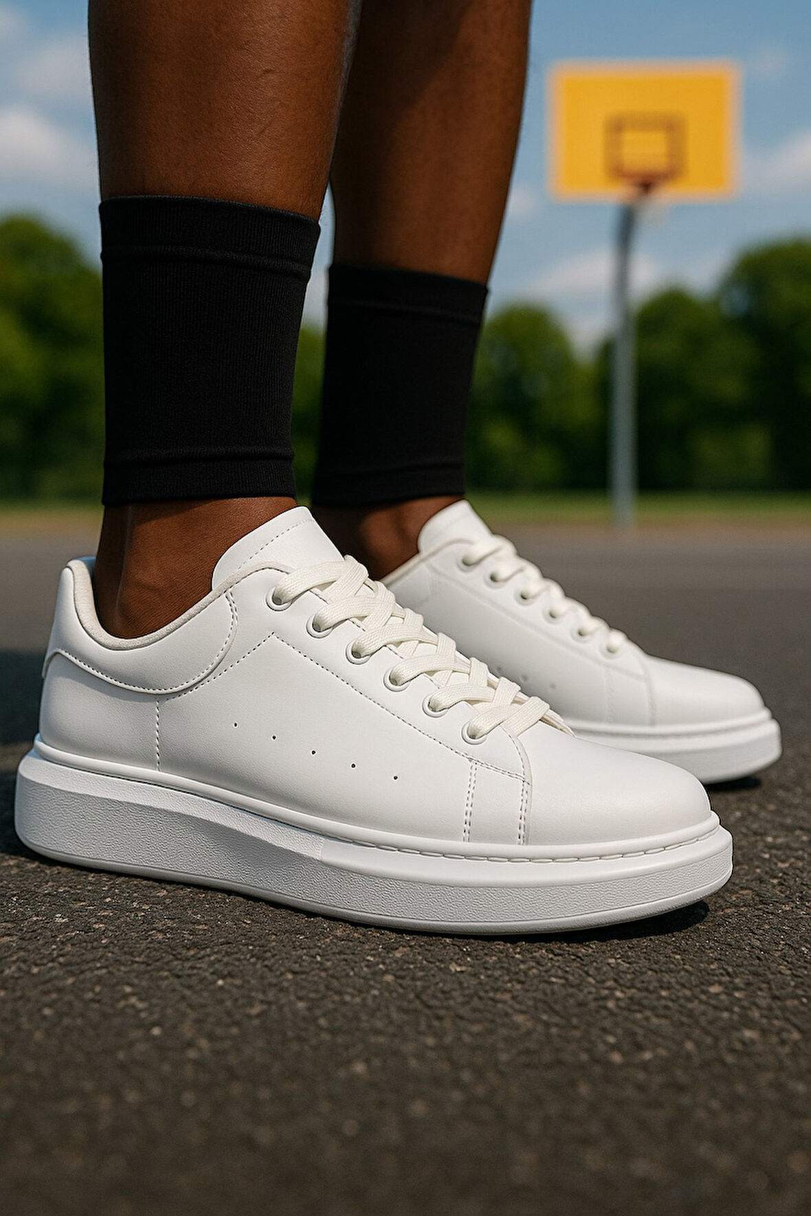 Günlük Erkek Spor Ayakkabı Bağcıklı Dikiş Detaylı Hafif Kalın Yüksek Taban Sneaker MC001