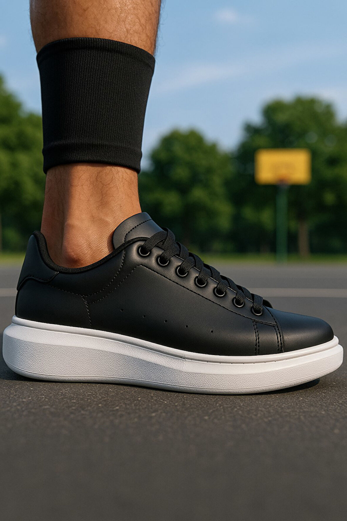 Günlük Erkek Spor Ayakkabı Bağcıklı Dikiş Detaylı Hafif Kalın Yüksek Taban Sneaker MC001