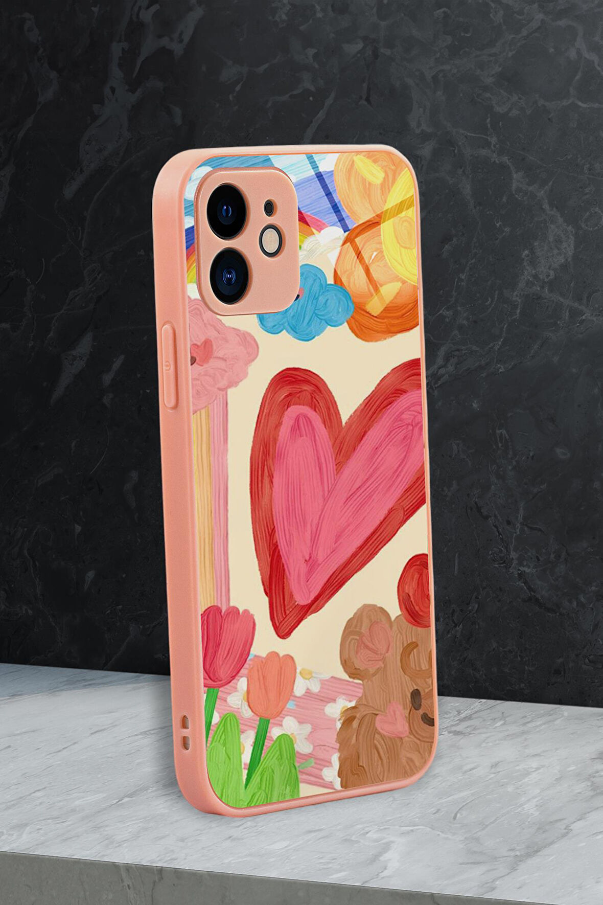 iPhone 11 Uyumlu Funny Desenli Glossy Glass Kamera Korumalı Silikonlu Telefon Kılıfı